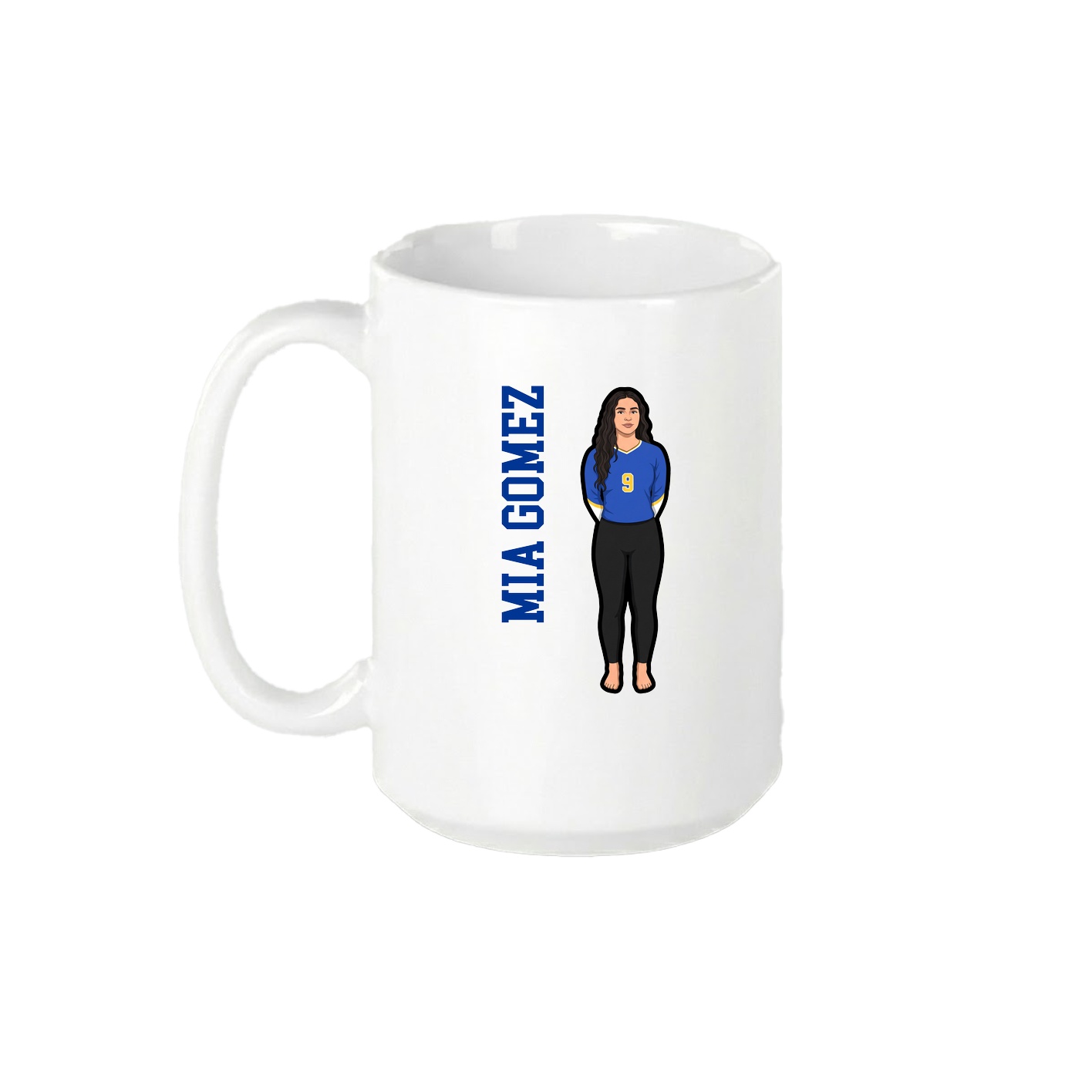 15oz Coffee Mug — Name Vertical in White