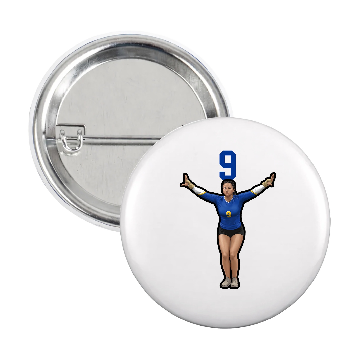 Game Day Button — Number Top in White