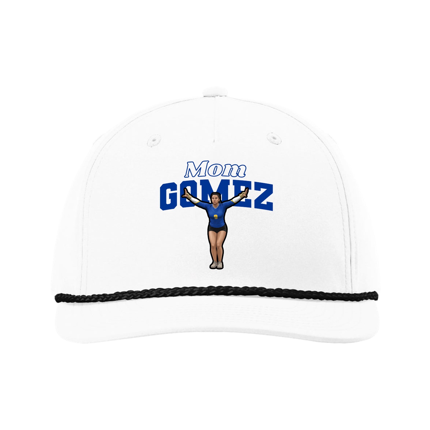 Five-Panel Classic Rope Cap — Mothers Day Block in White