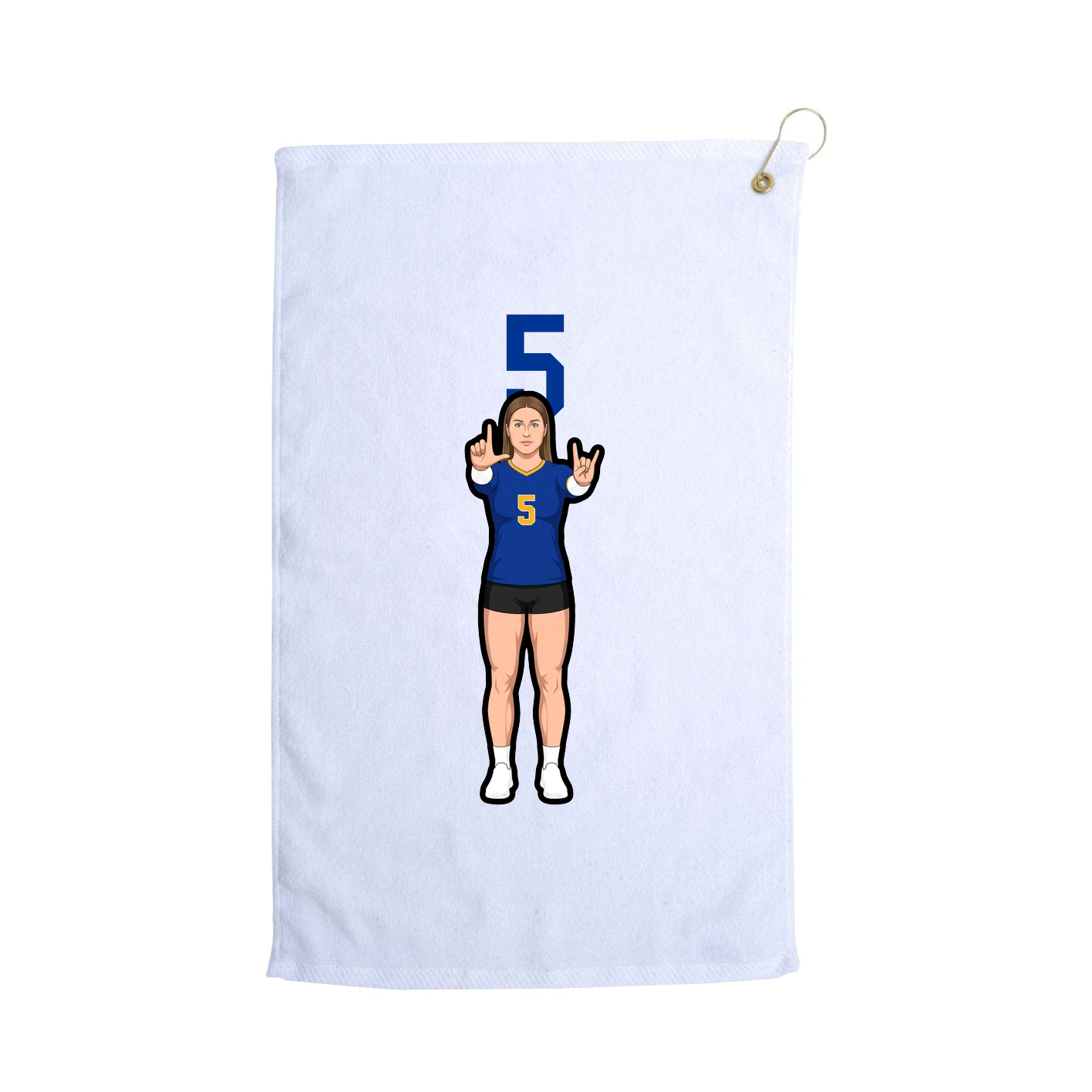 Golf Towel — Number Top in White