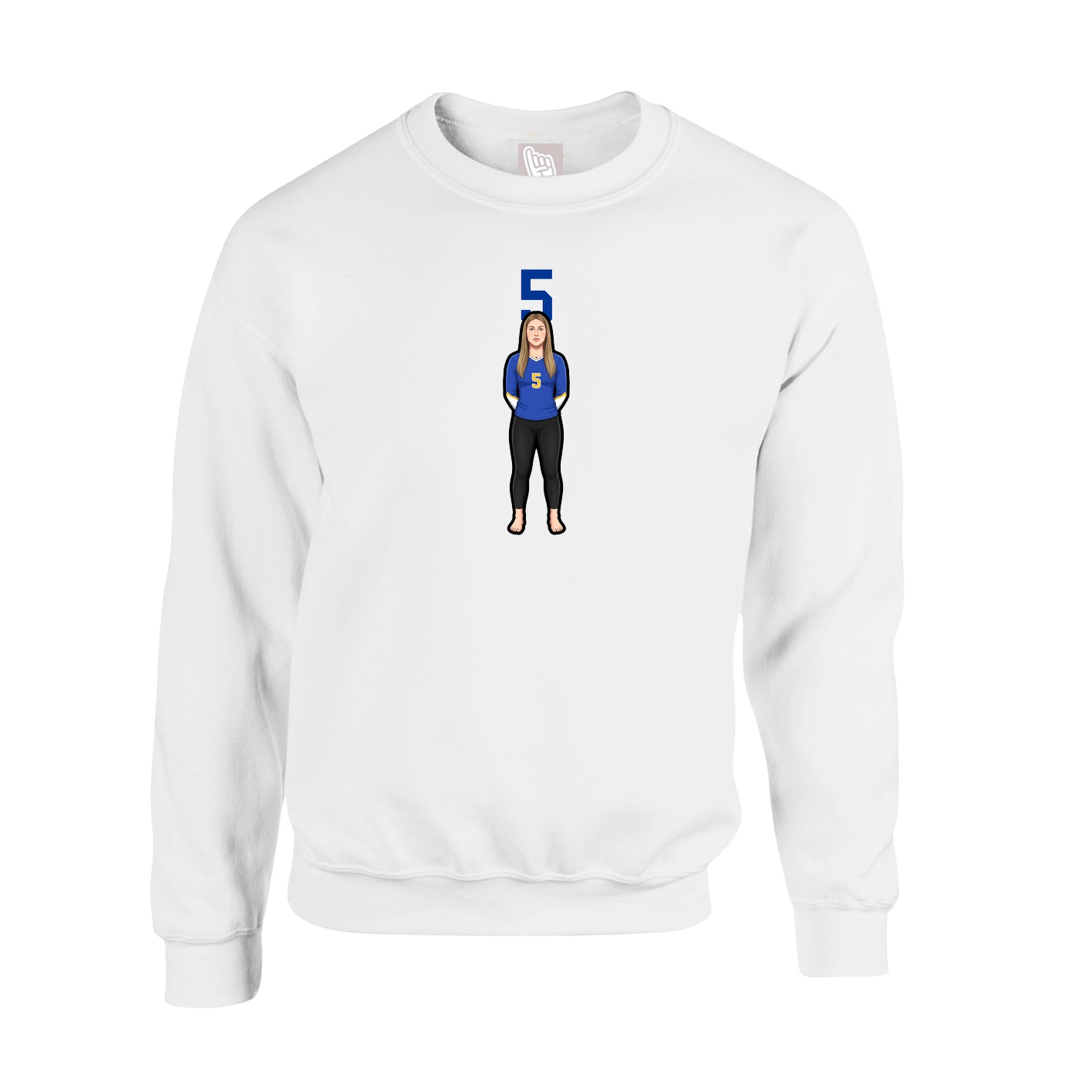 Fleece Crew — Number Top in White