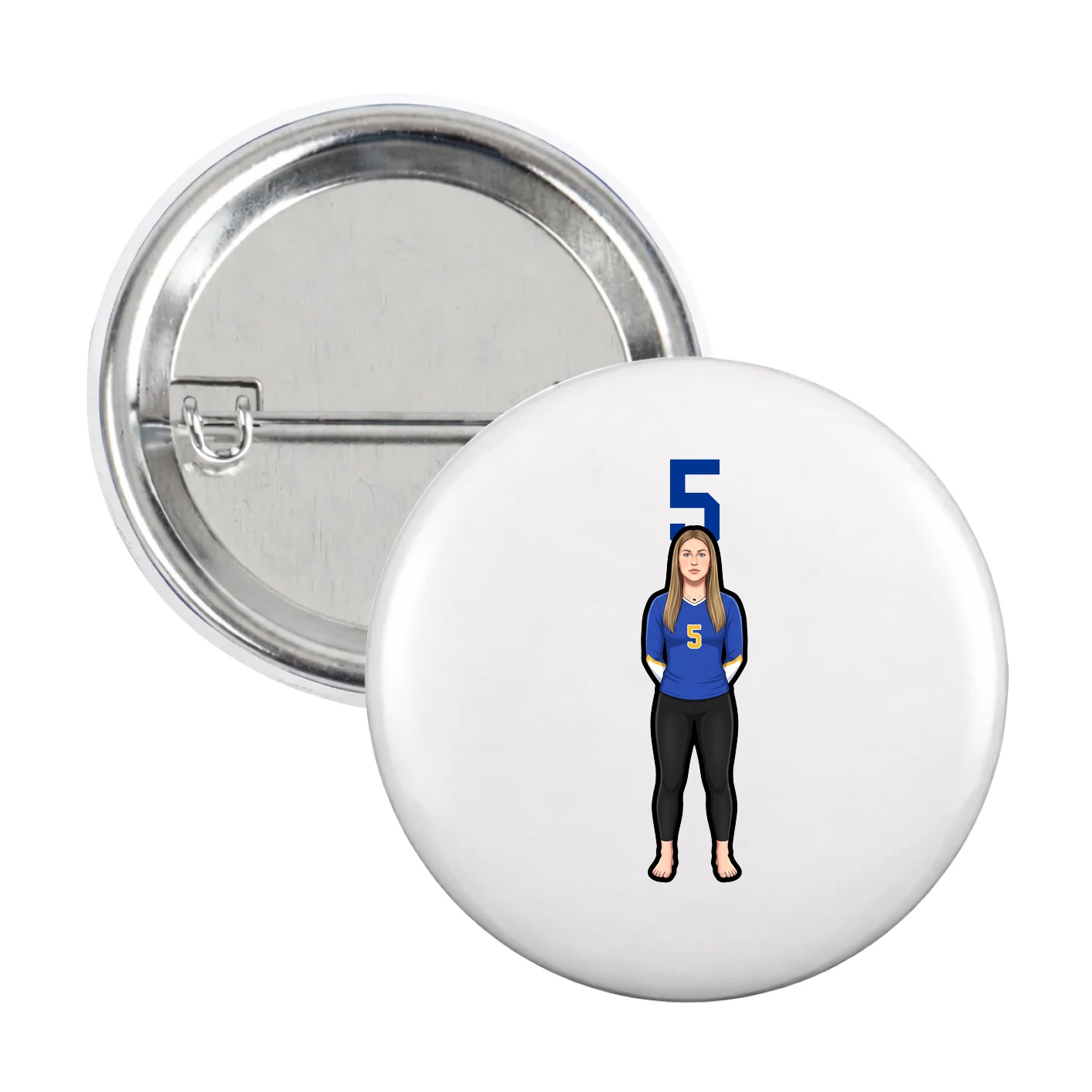 Game Day Button — Number Top in White