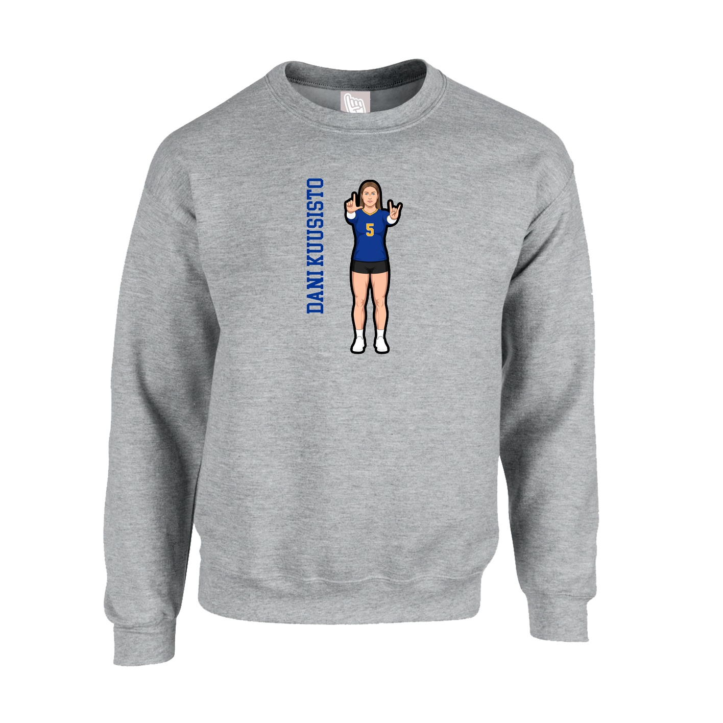 Fleece Crew — Name Vertical in Grey