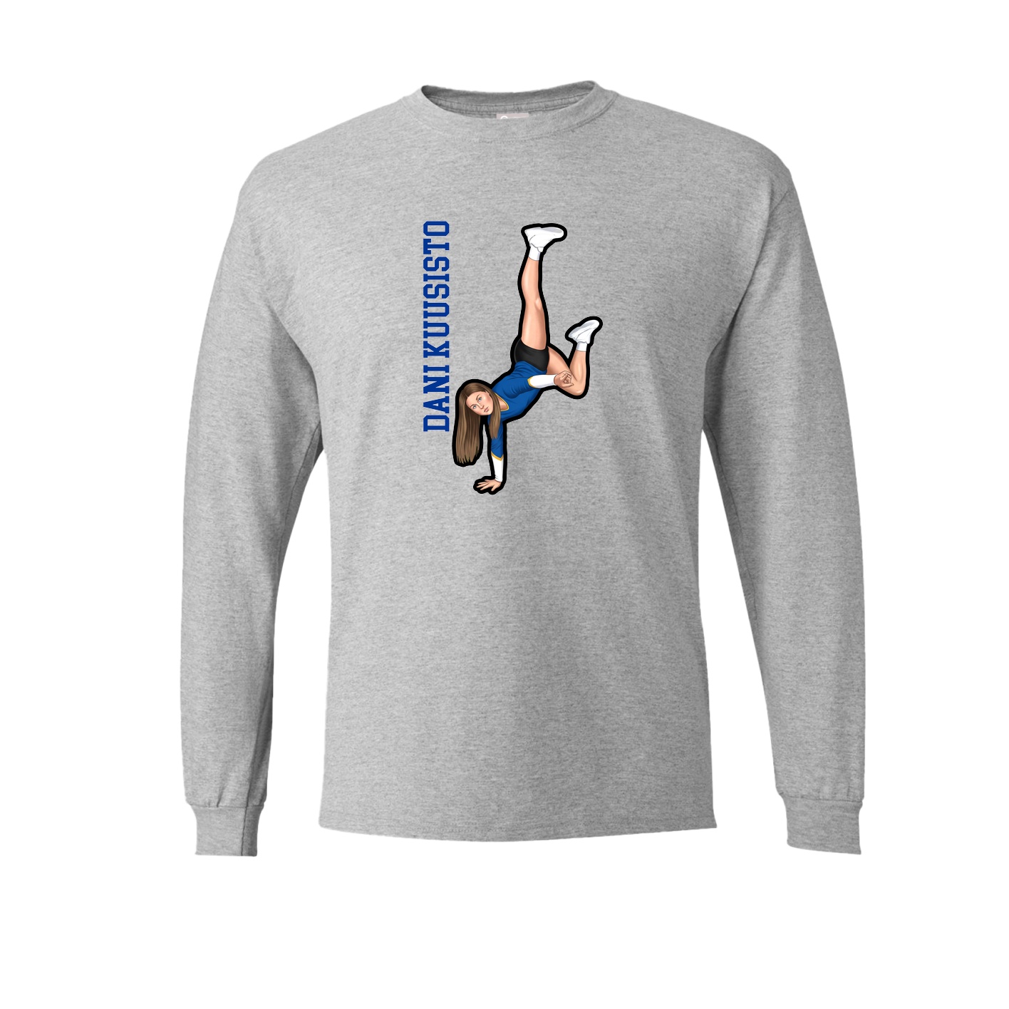 Long Sleeve Tee — Name Vertical in Grey