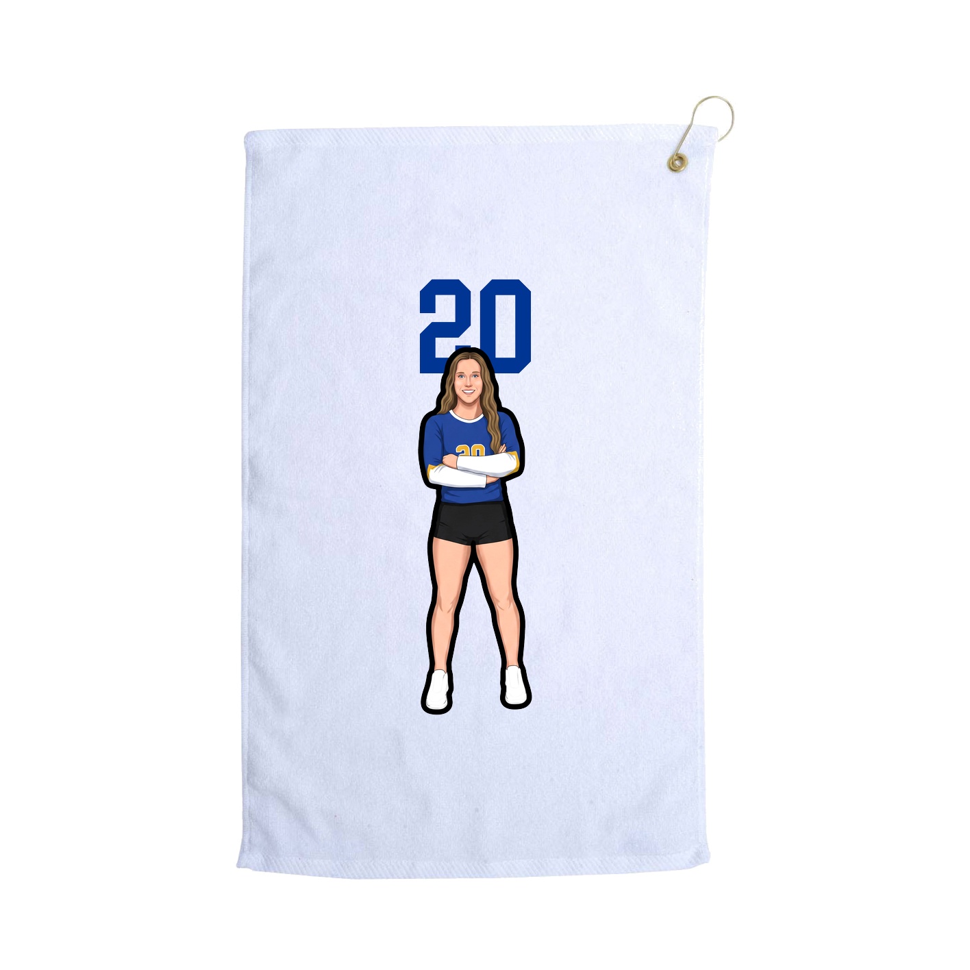 Golf Towel — Number Top in White