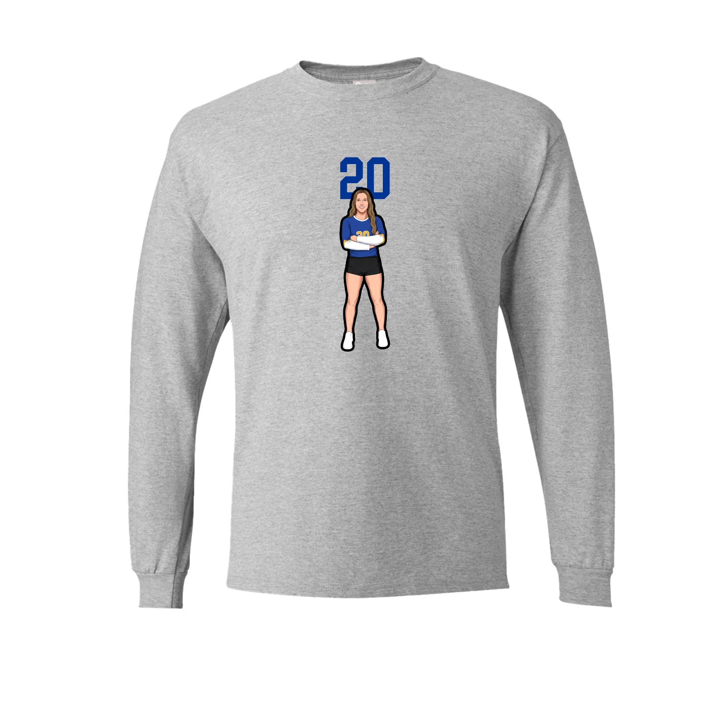Long Sleeve Tee — Number Top in Grey