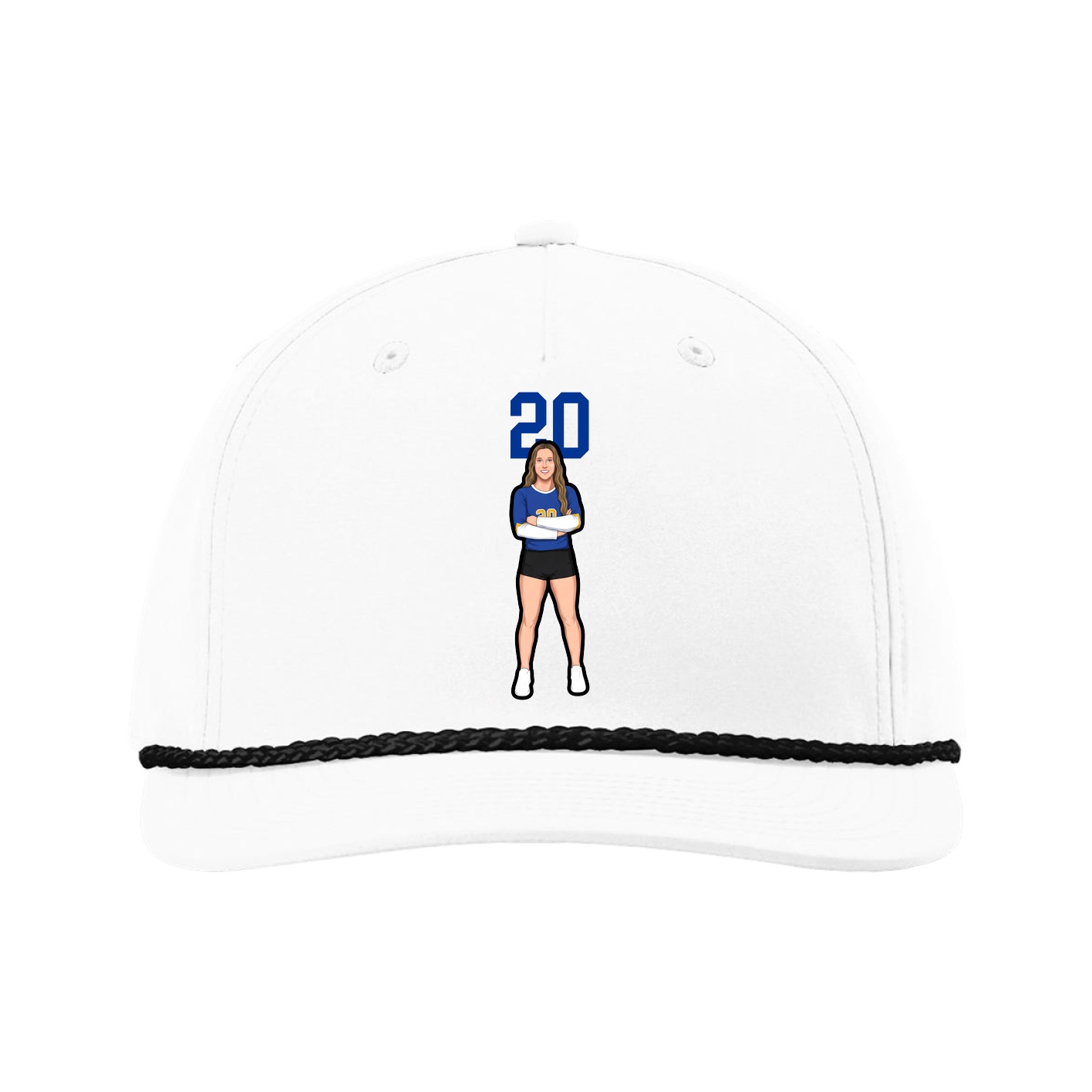 Five-Panel Classic Rope Cap — Number Top in White