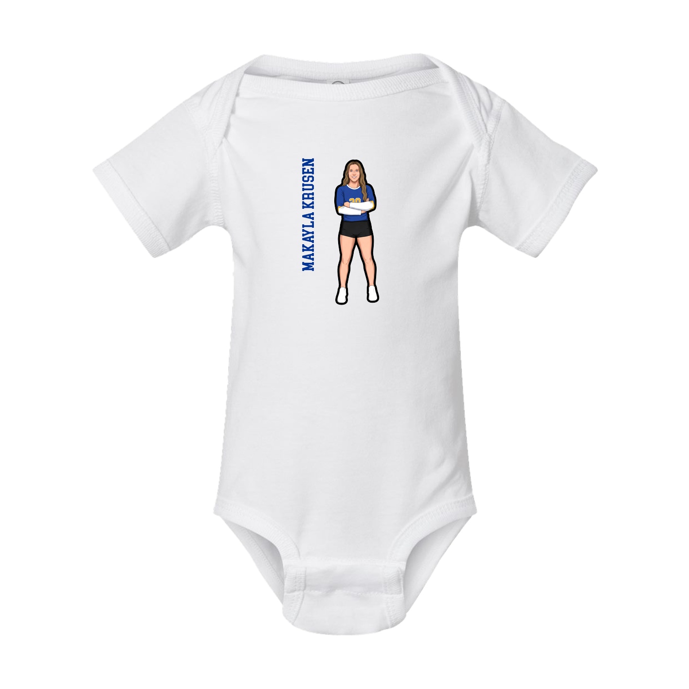 Baby Onesie — Name Vertical in White