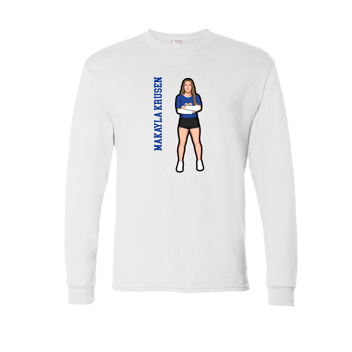 Long Sleeve Tee — Name Vertical in White