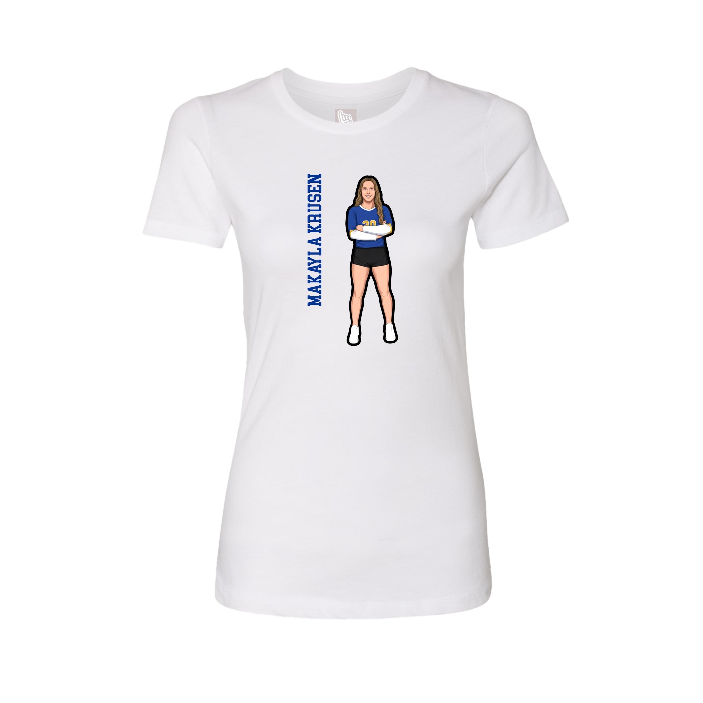 Fitted Women's Tee — Name Vertical in White