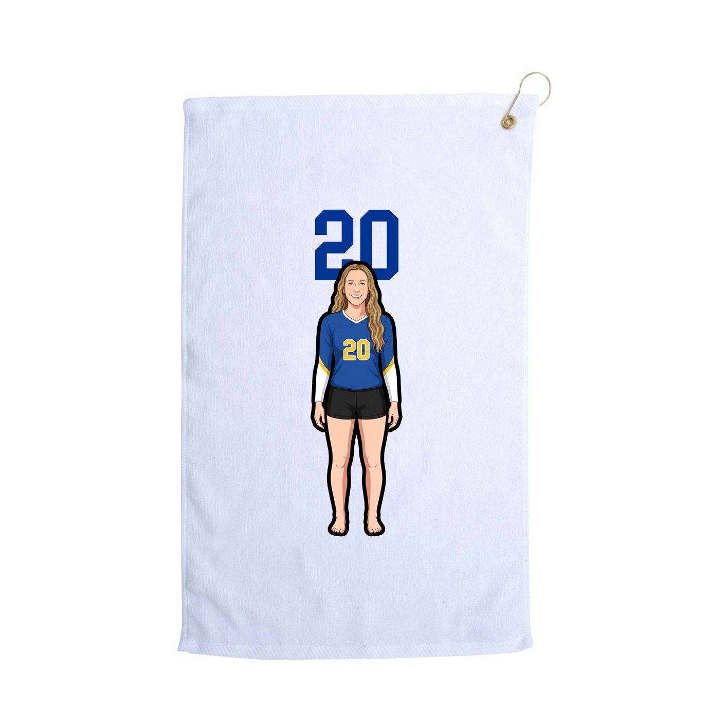 Golf Towel — Number Top in White