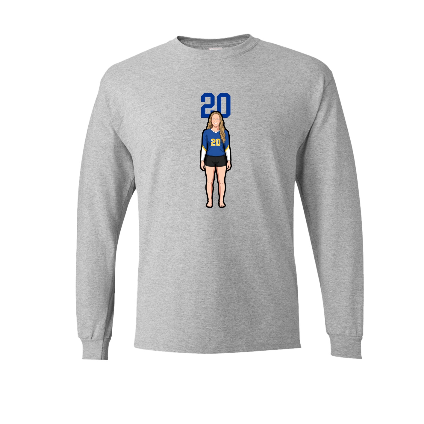 Long Sleeve Tee — Number Top in Grey