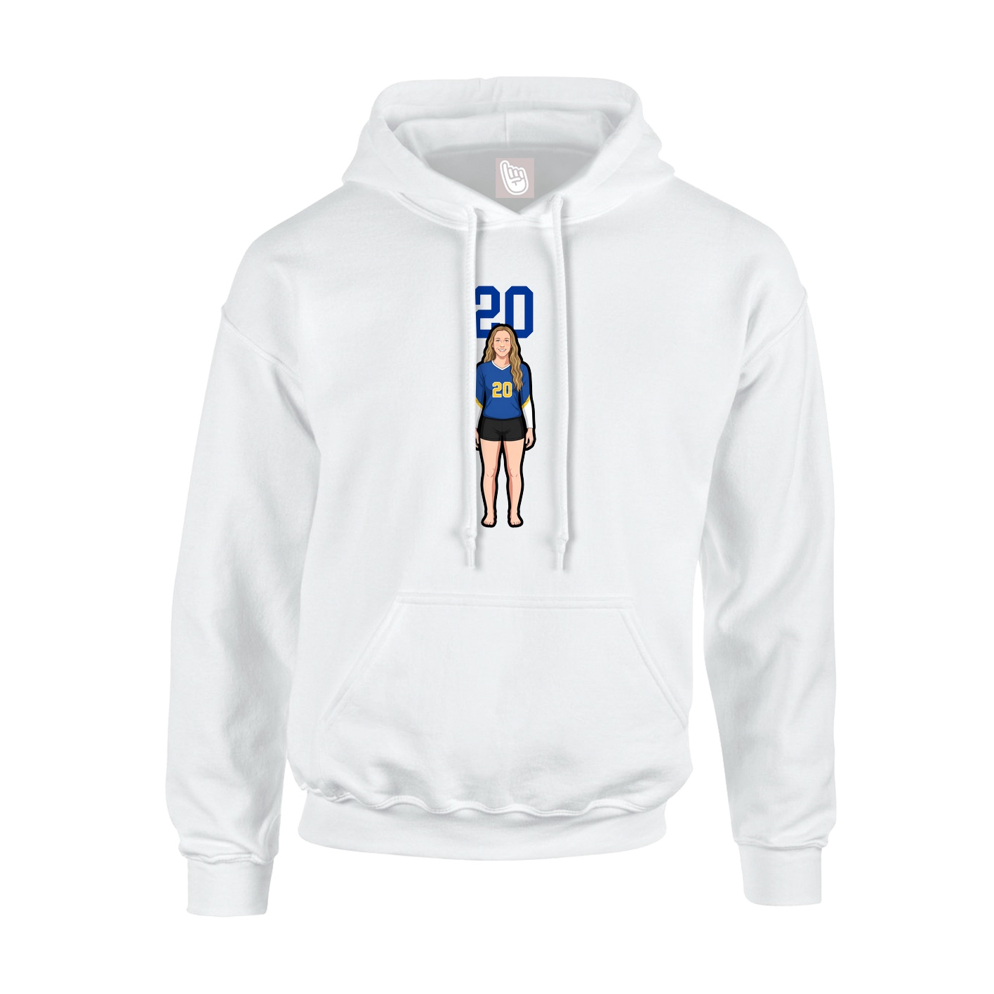 Youth Hoodie — Number Top in White