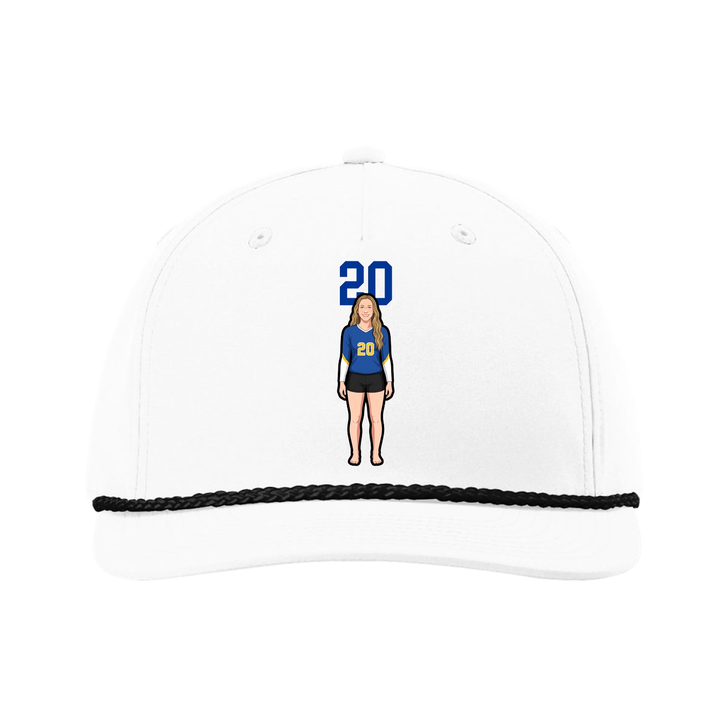 Five-Panel Classic Rope Cap — Number Top in White