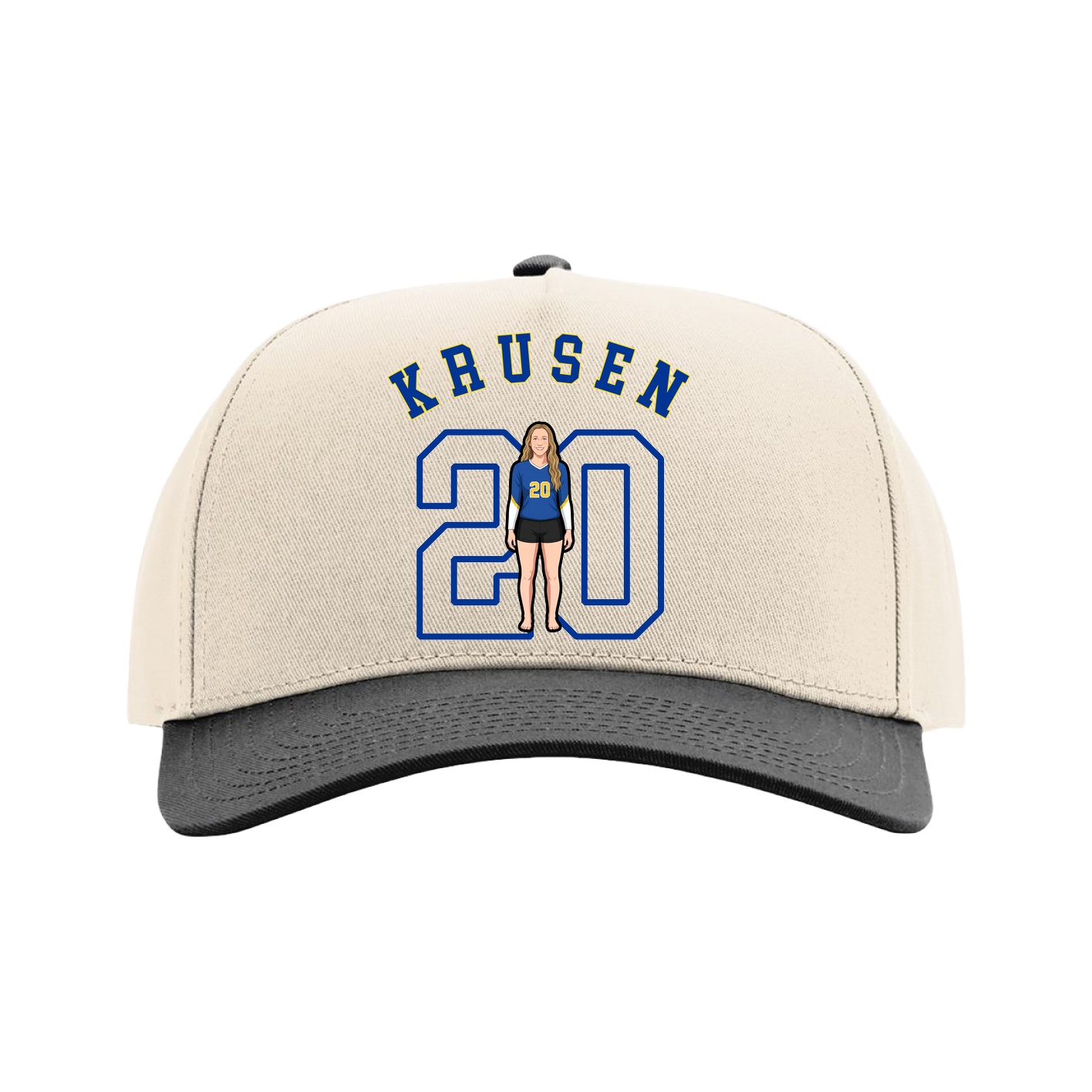 Full Fabric Five-Panel Champ Cap — Shirsey Arch in Cream/Black