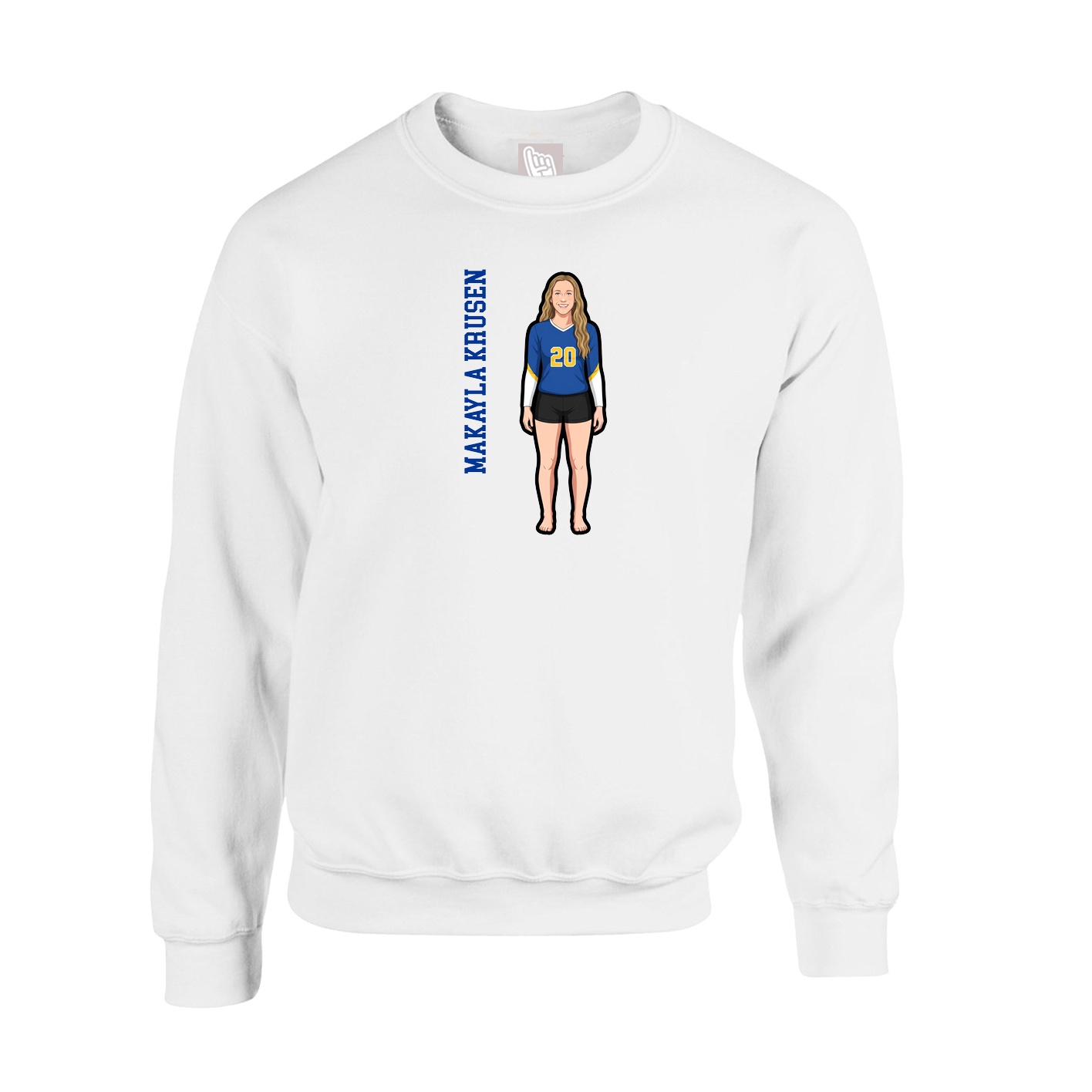 Fleece Crew — Name Vertical in White