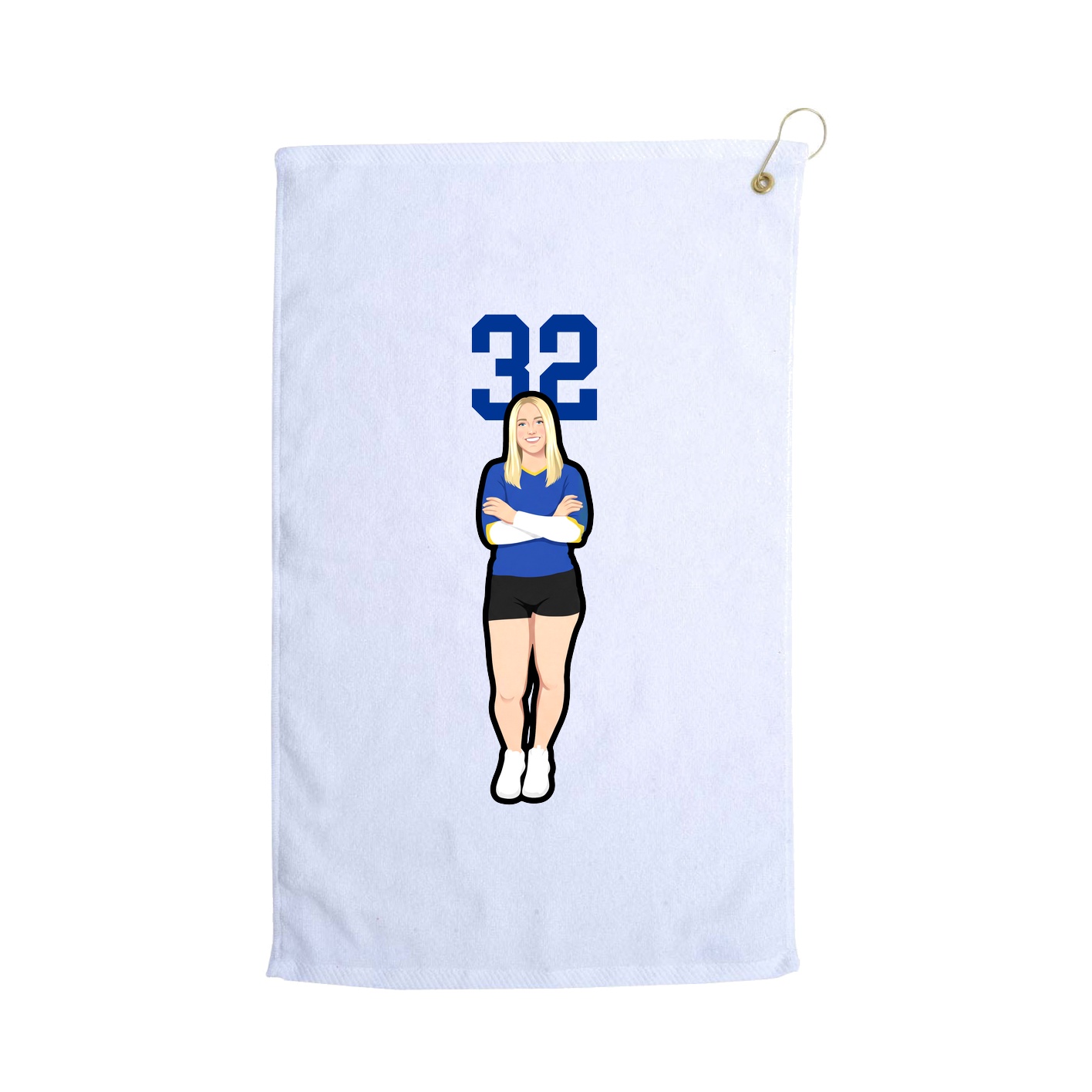 Golf Towel — Number Top in White