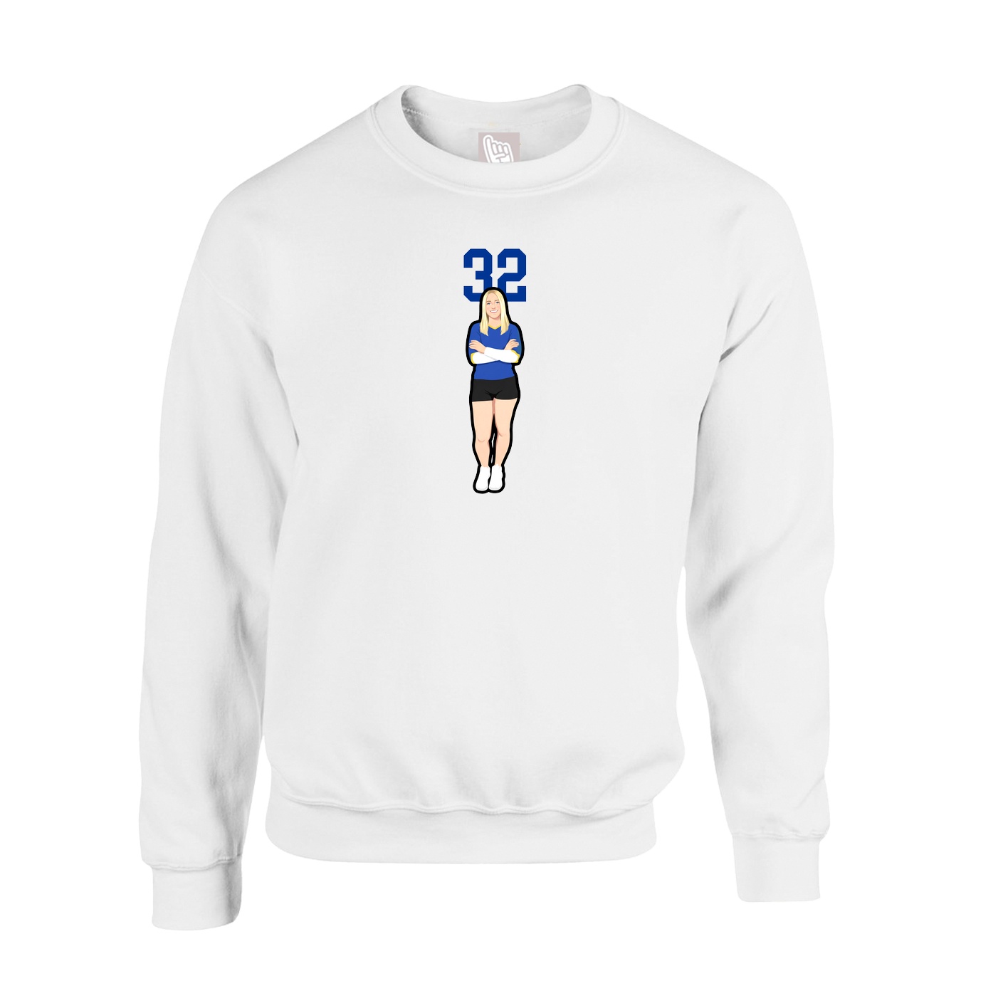 Fleece Crew — Number Top in White