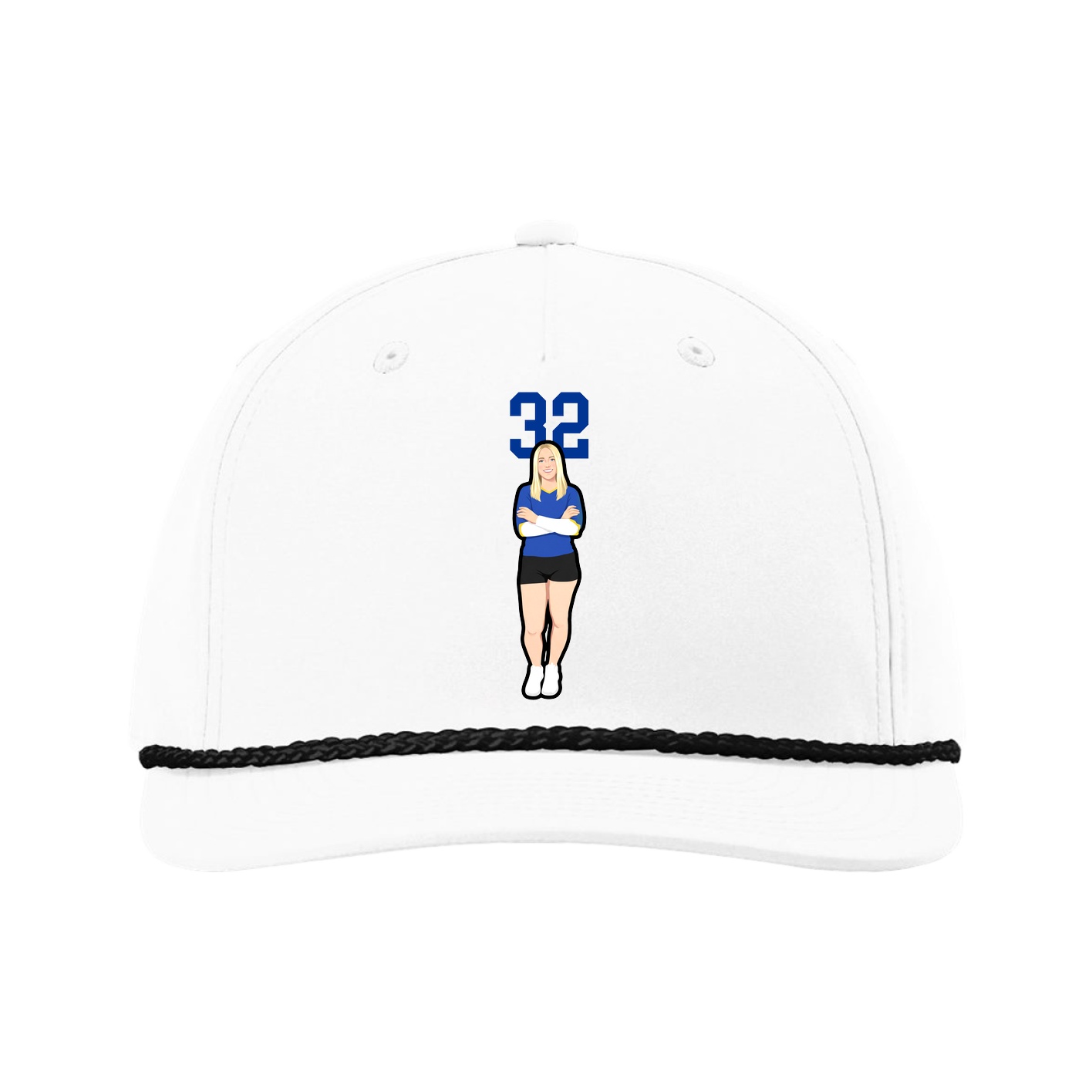Five-Panel Classic Rope Cap — Number Top in White