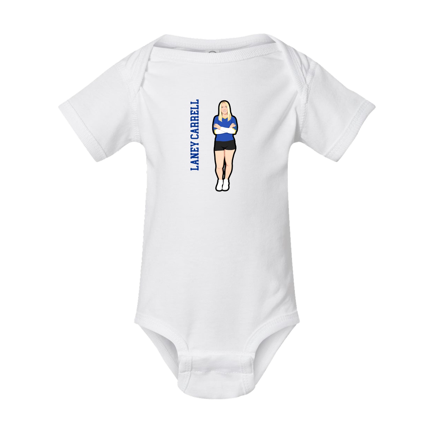 Baby Onesie — Name Vertical in White