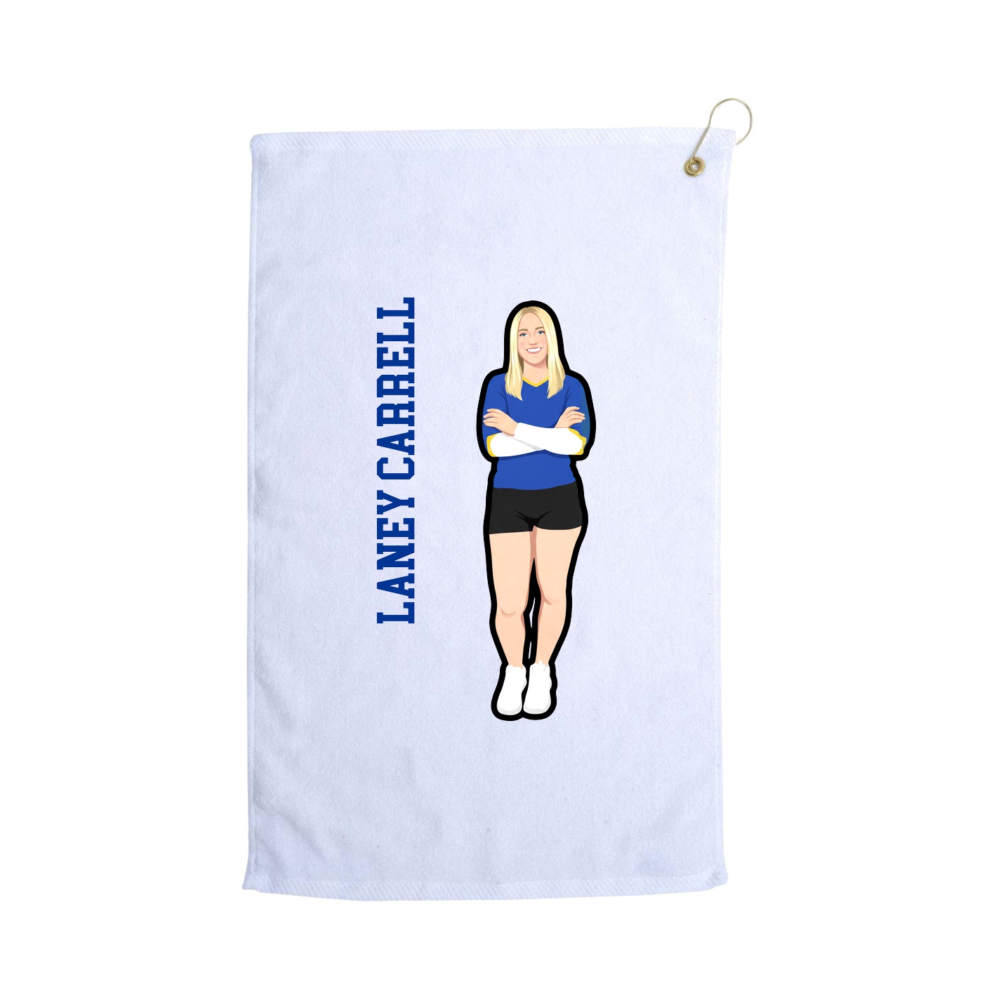 Golf Towel — Name Vertical in White