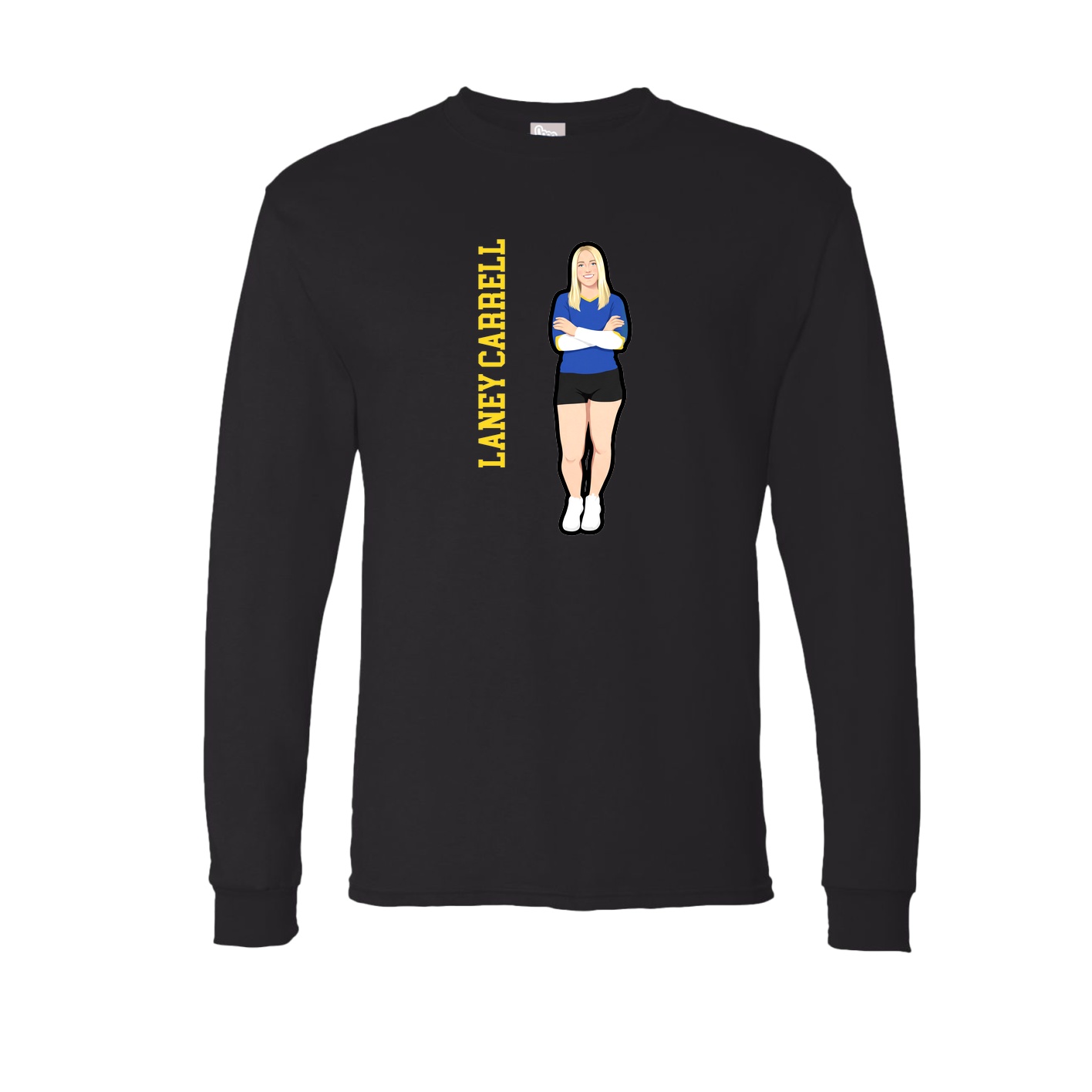 Long Sleeve Tee — Name Vertical in Black