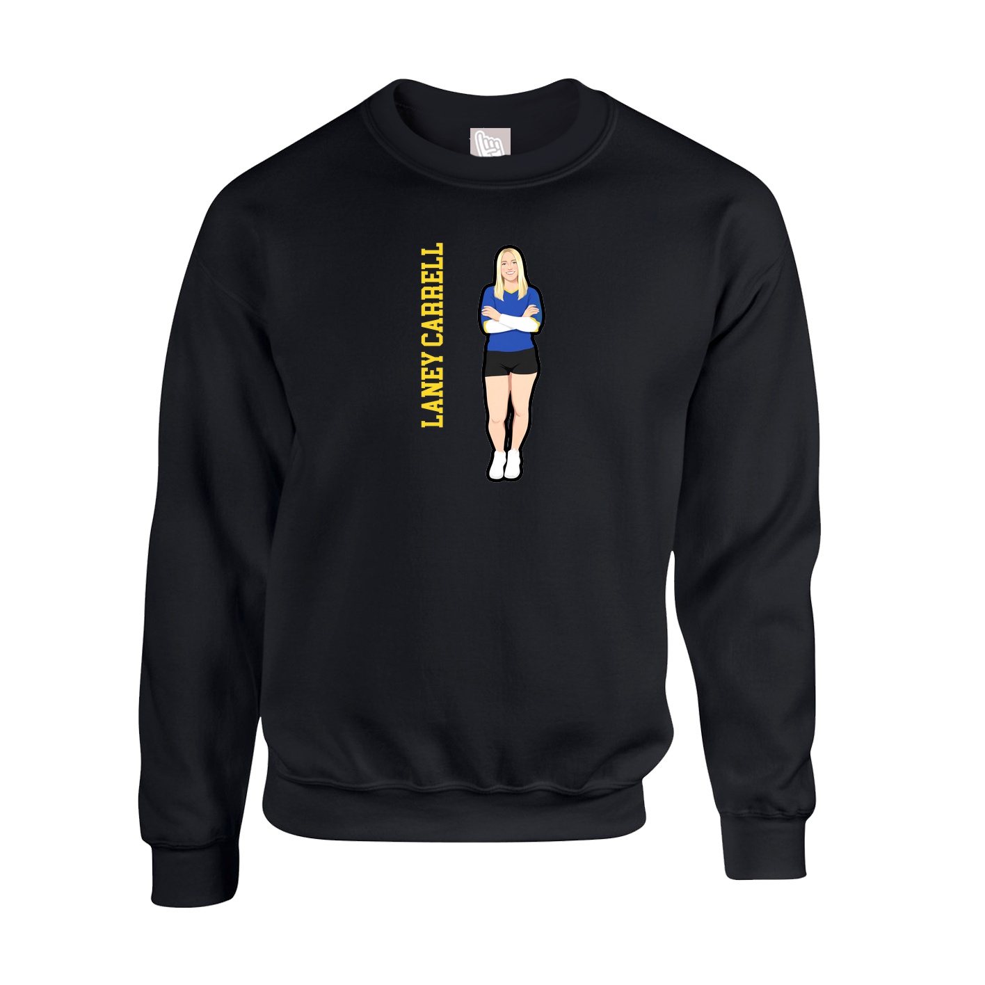Fleece Crew — Name Vertical in Black