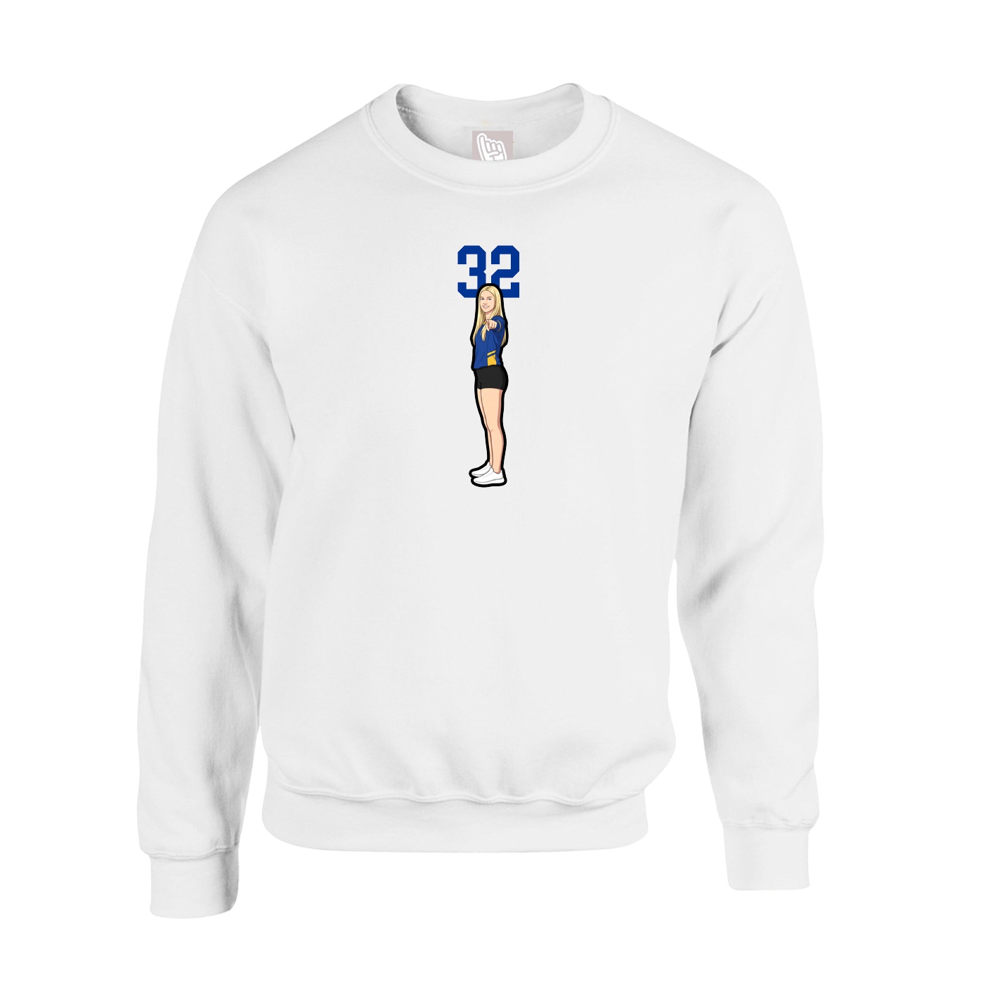 Fleece Crew — Number Top in White