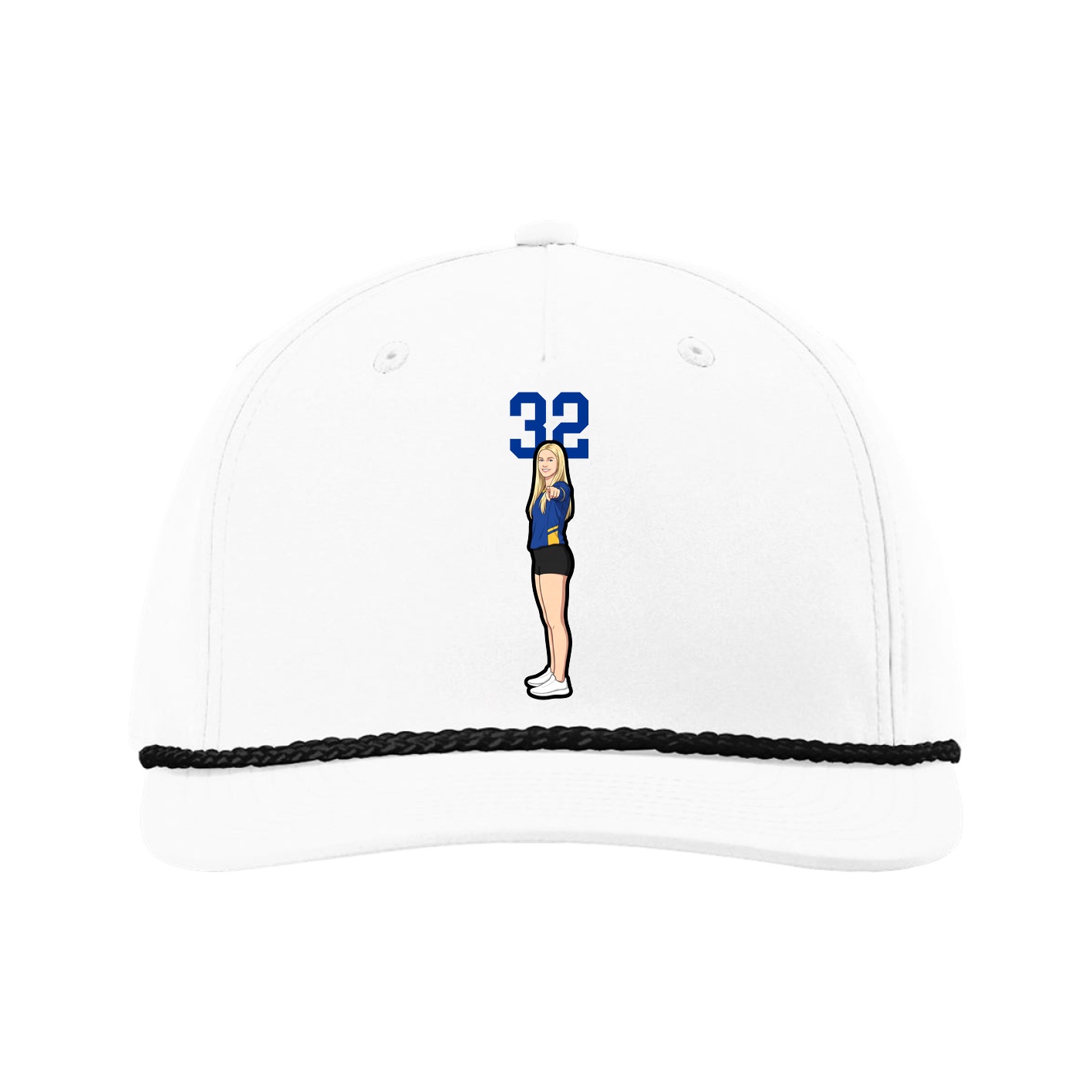 Five-Panel Classic Rope Cap — Number Top in White