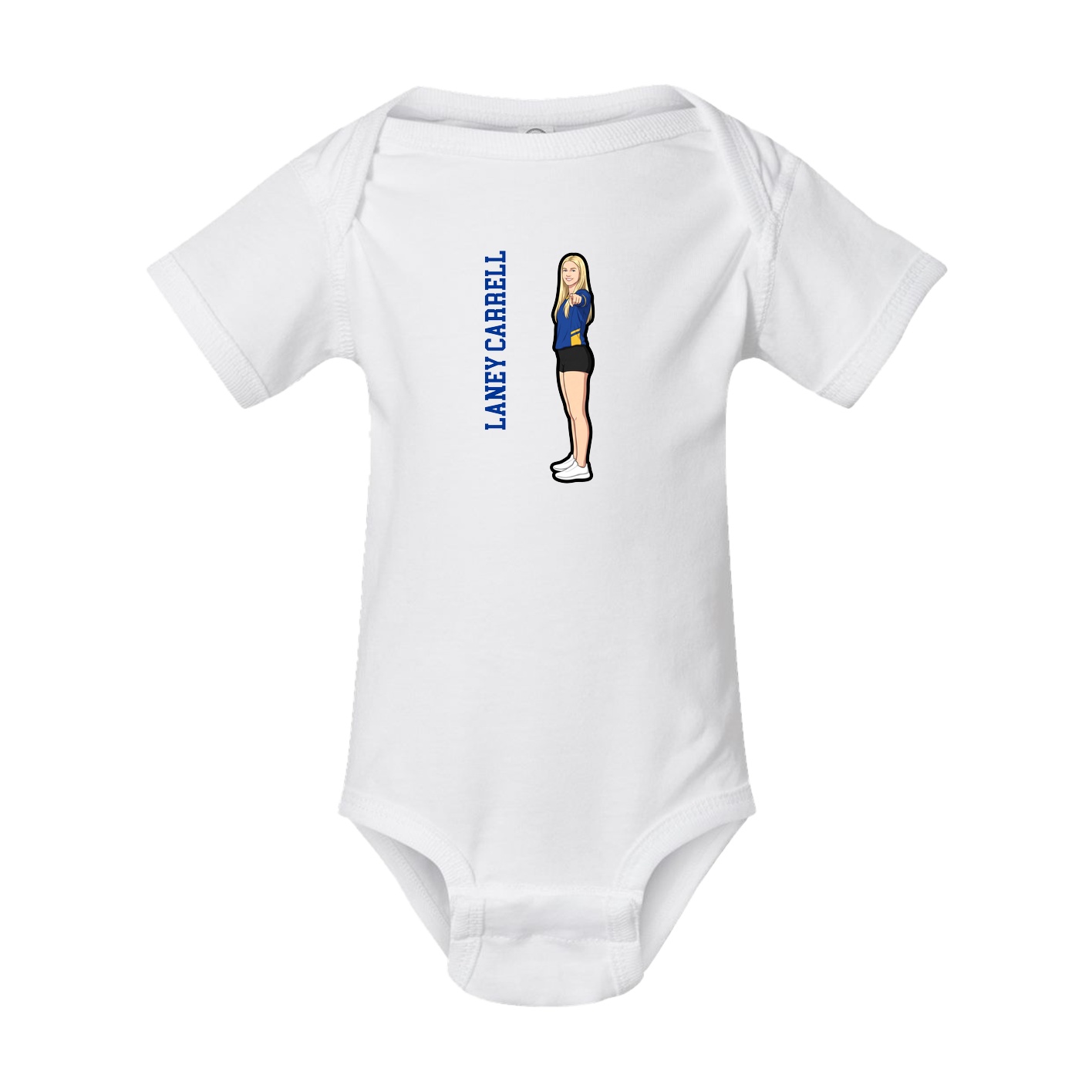 Baby Onesie — Name Vertical in White