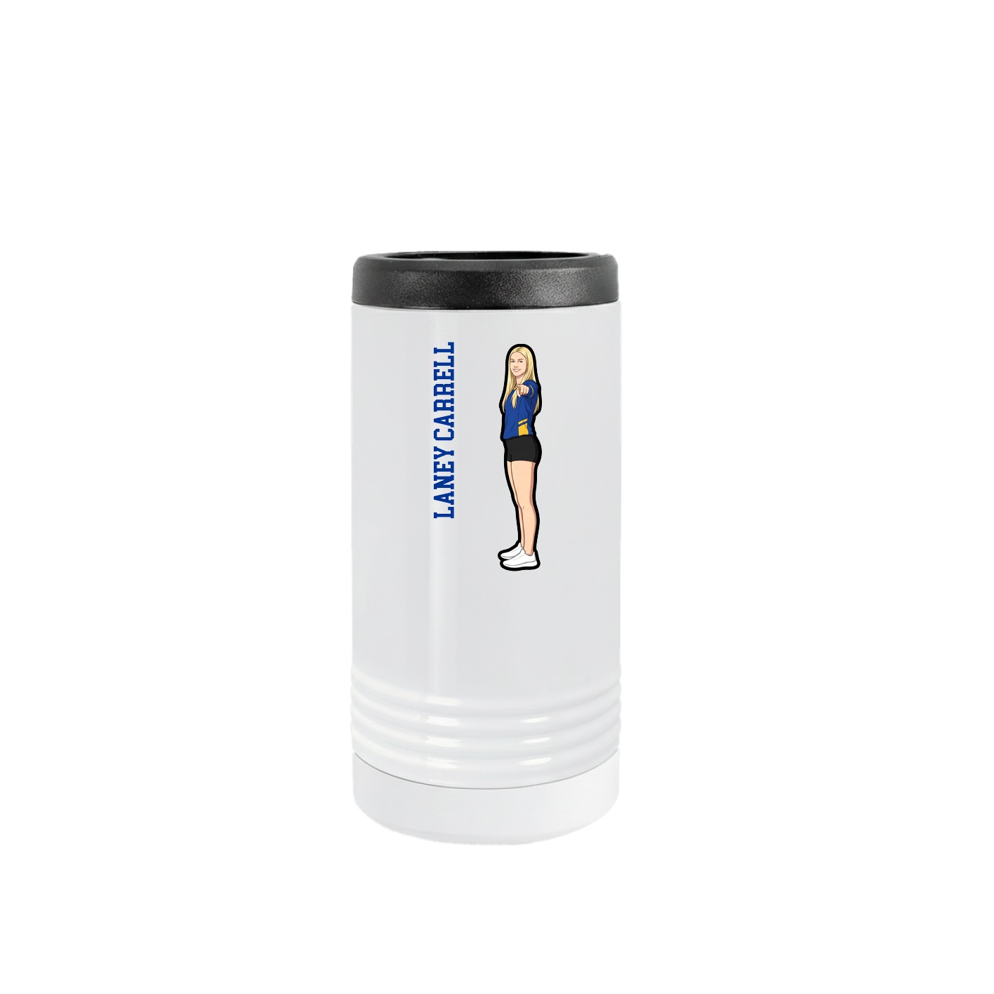 Slim Beverage Holder — Name Vertical in White