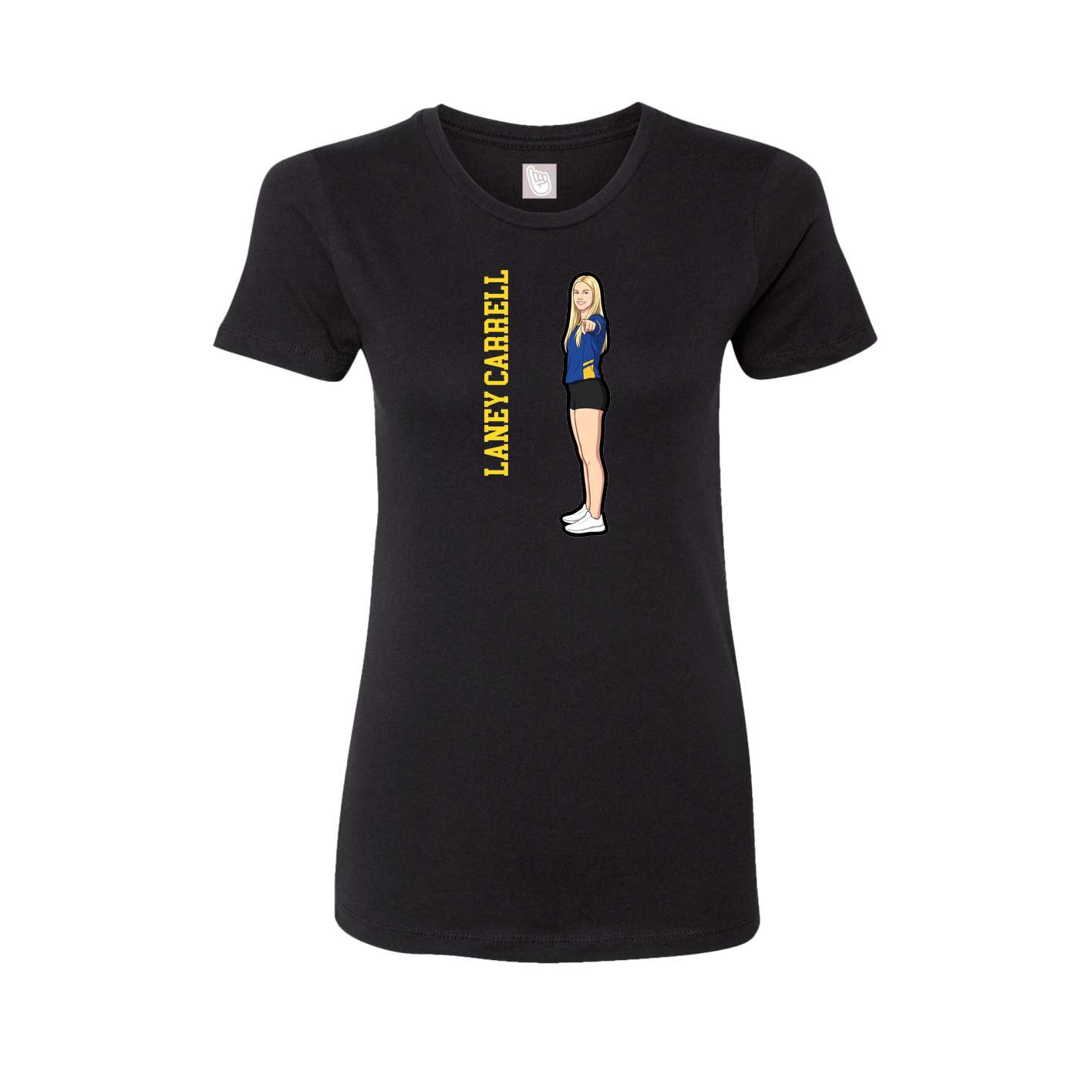 Womens Tee — Name Vertical in Black