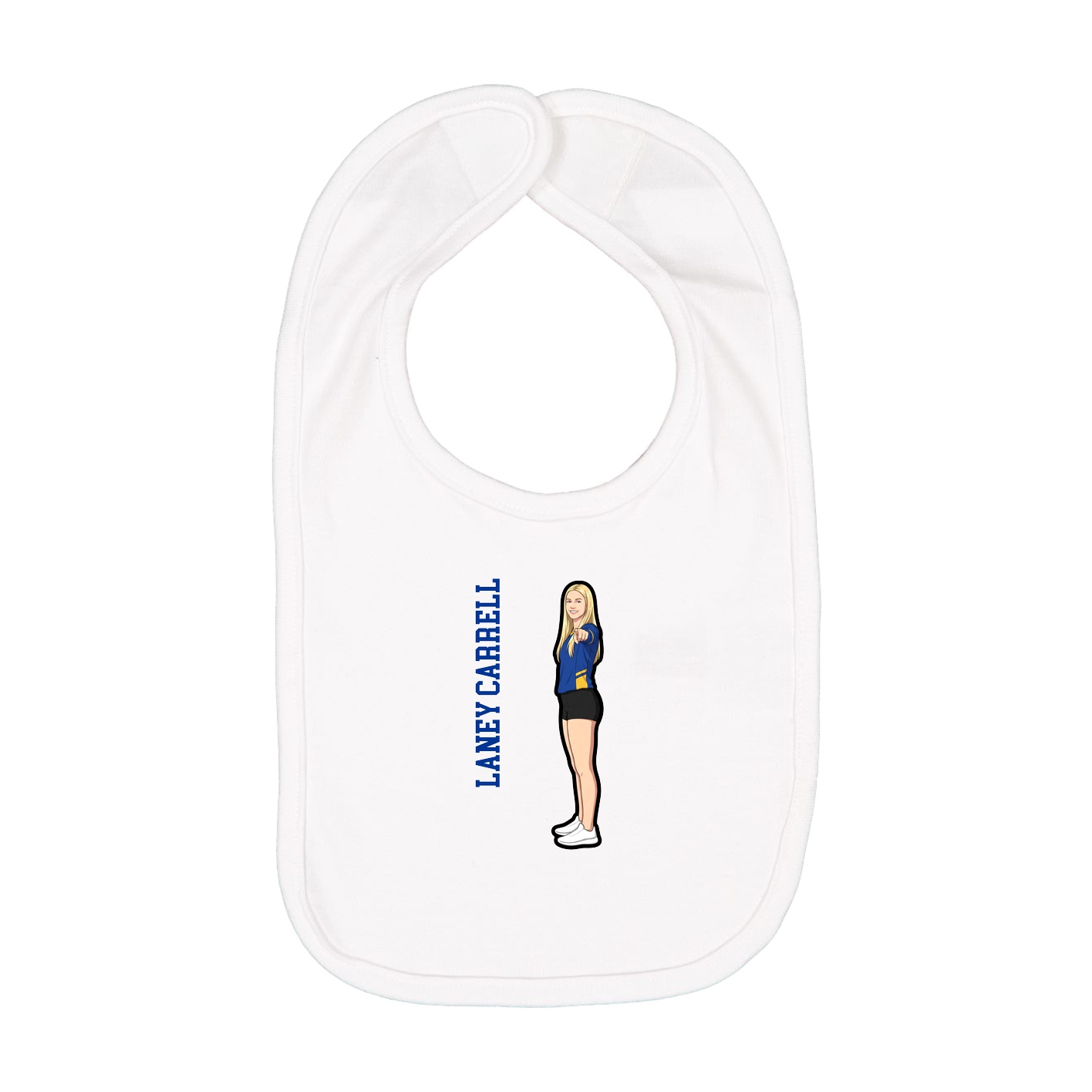 Infant Bib — Name Vertical in White