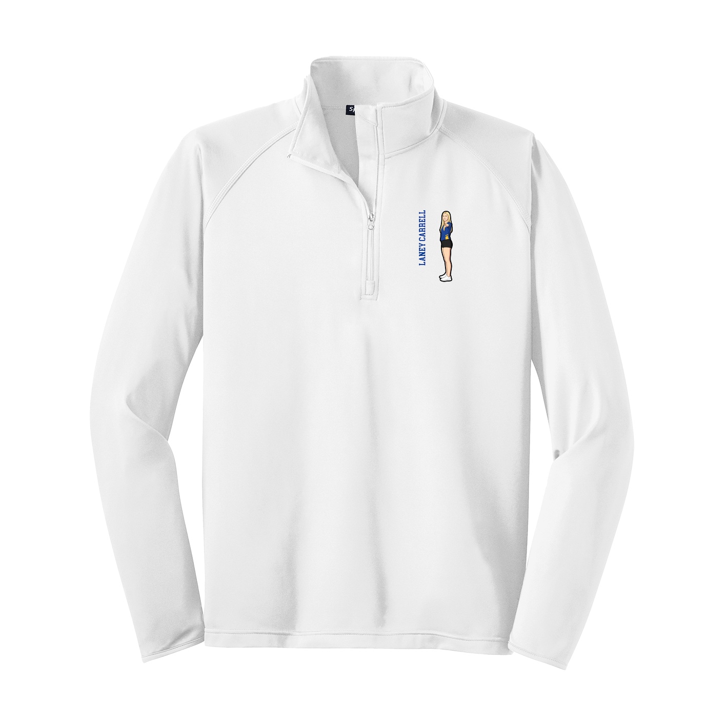 Q-Zip Pullover — Name Vertical in White