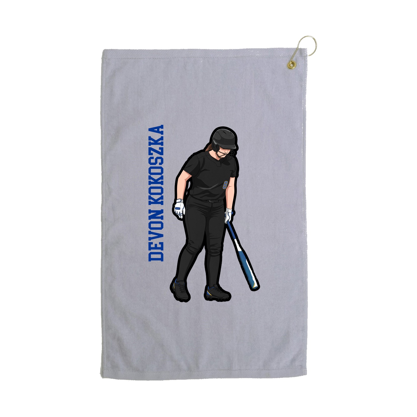 Golf Towel — Name Vertical in Grey