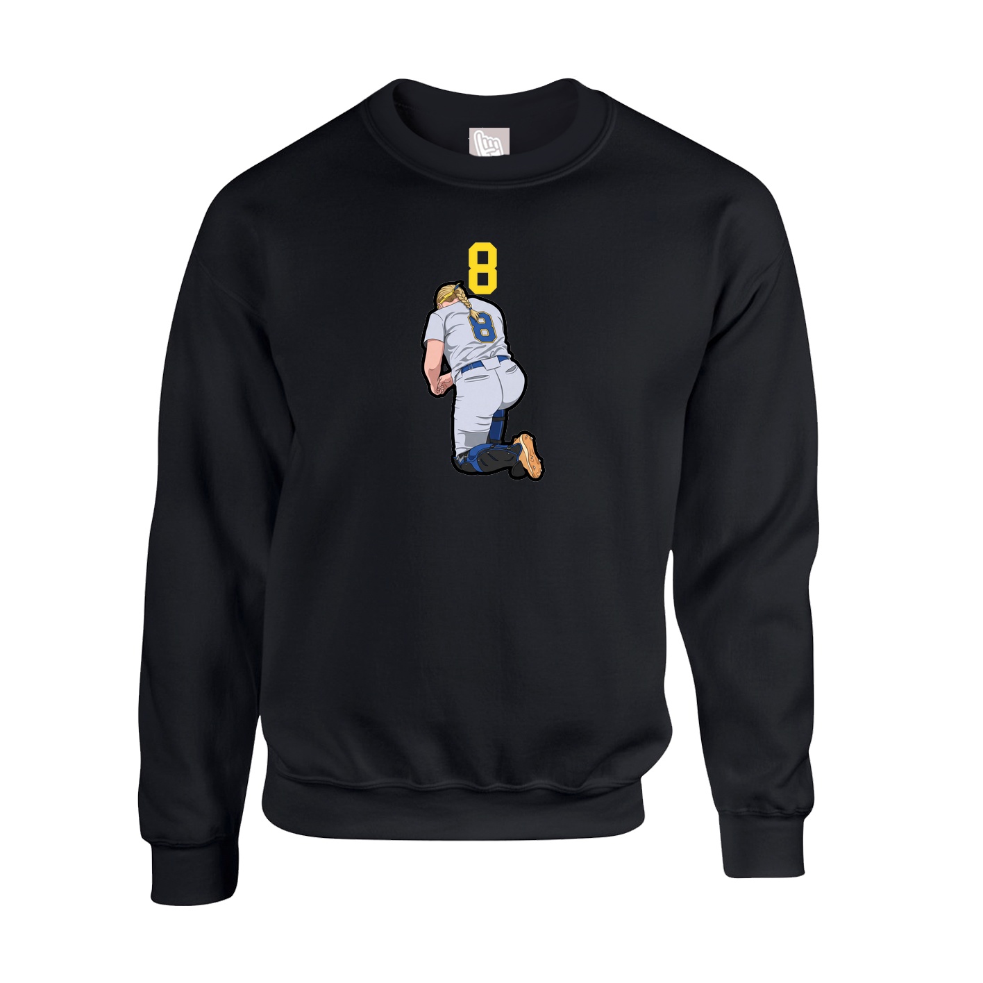 Fleece Crew — Number Top in Black