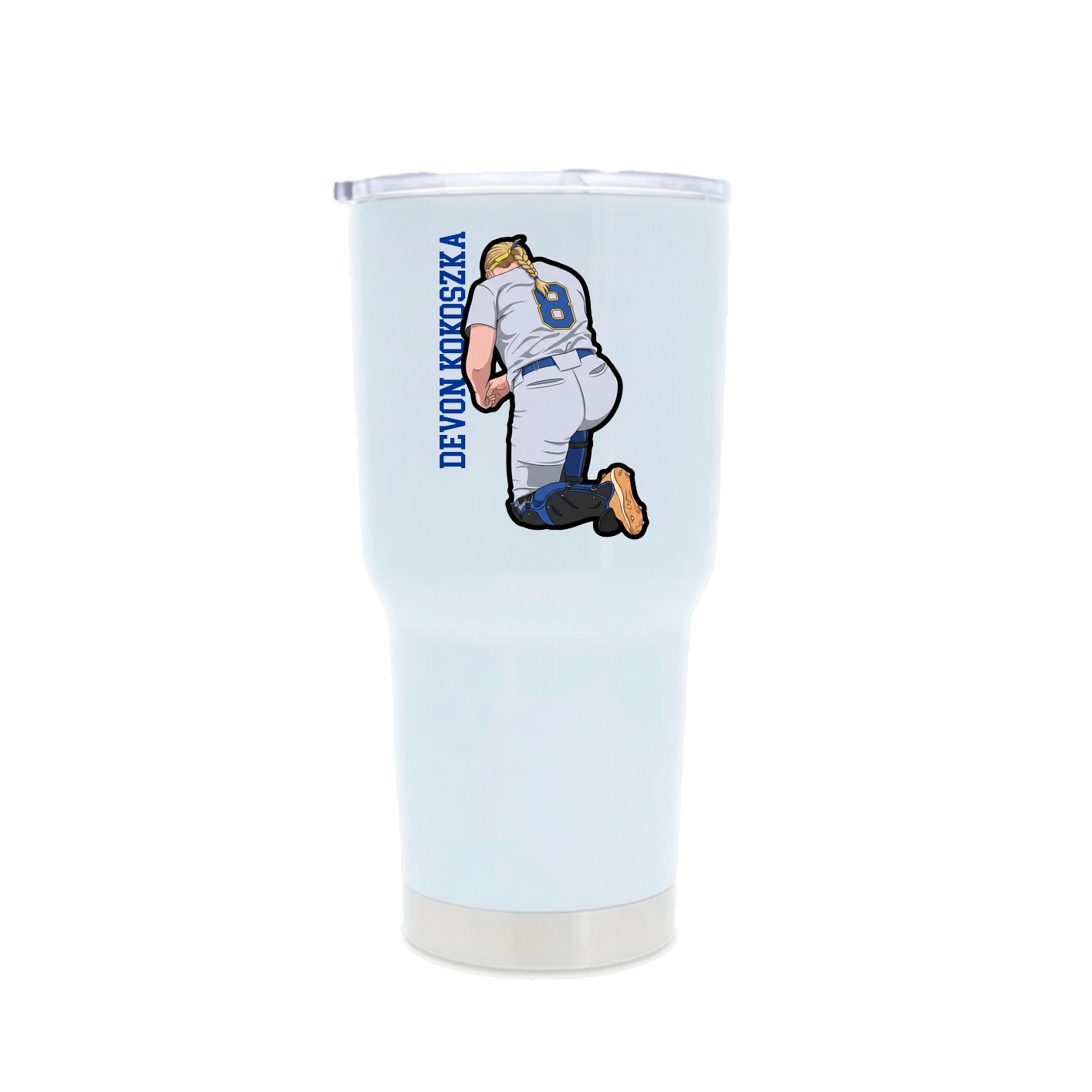 30oz Stainless Steel Tumbler — Name Vertical in White