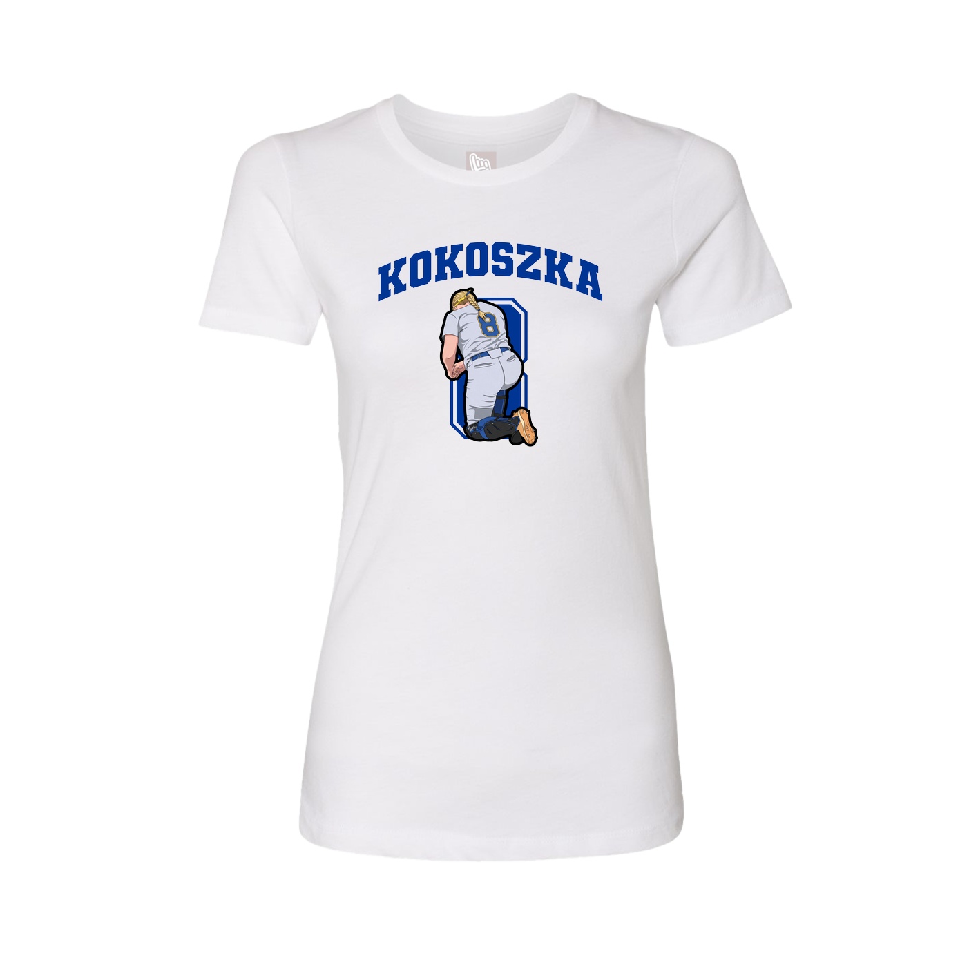 Fitted Women's Tee — Number in White