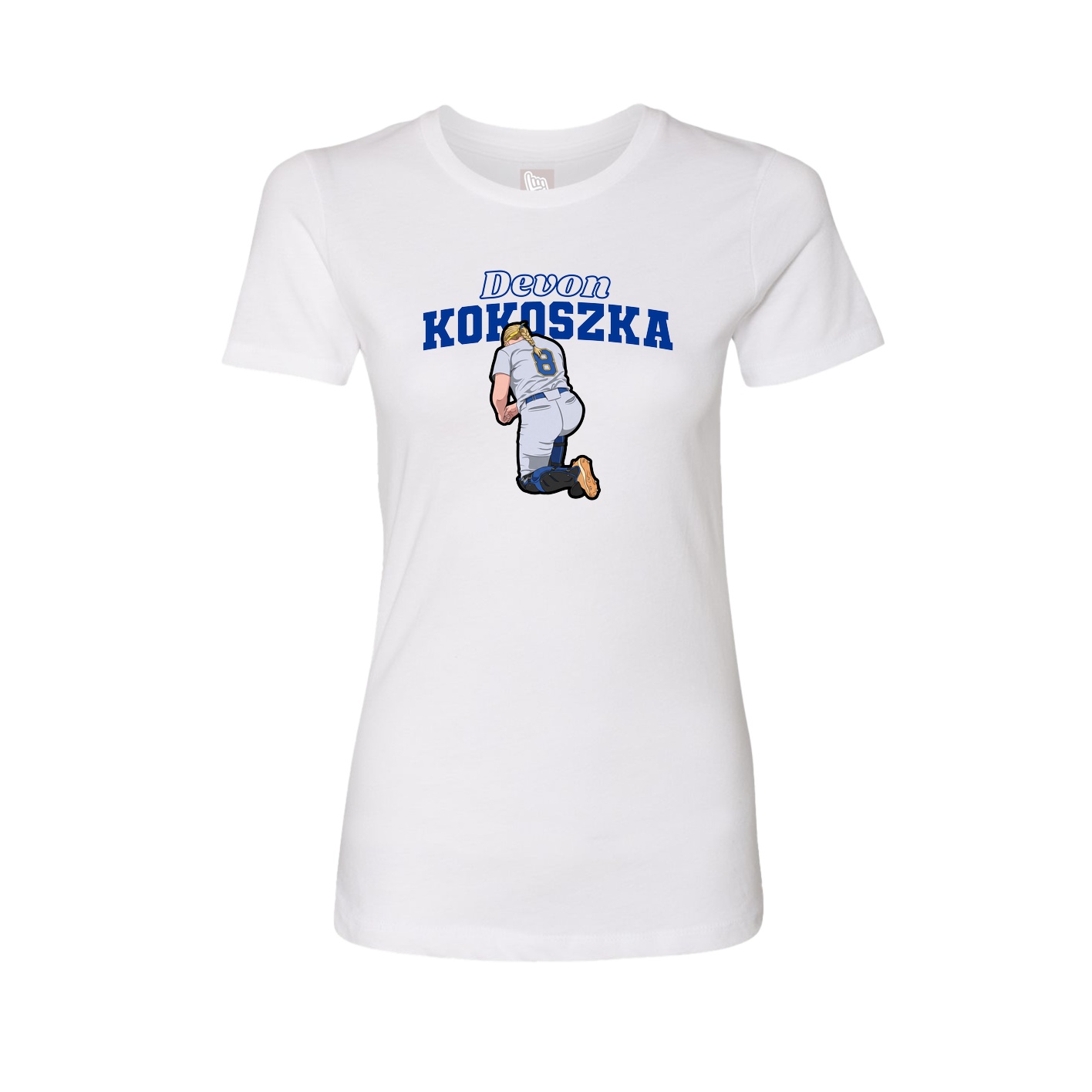 Fitted Women's Tee — Name Arch in White