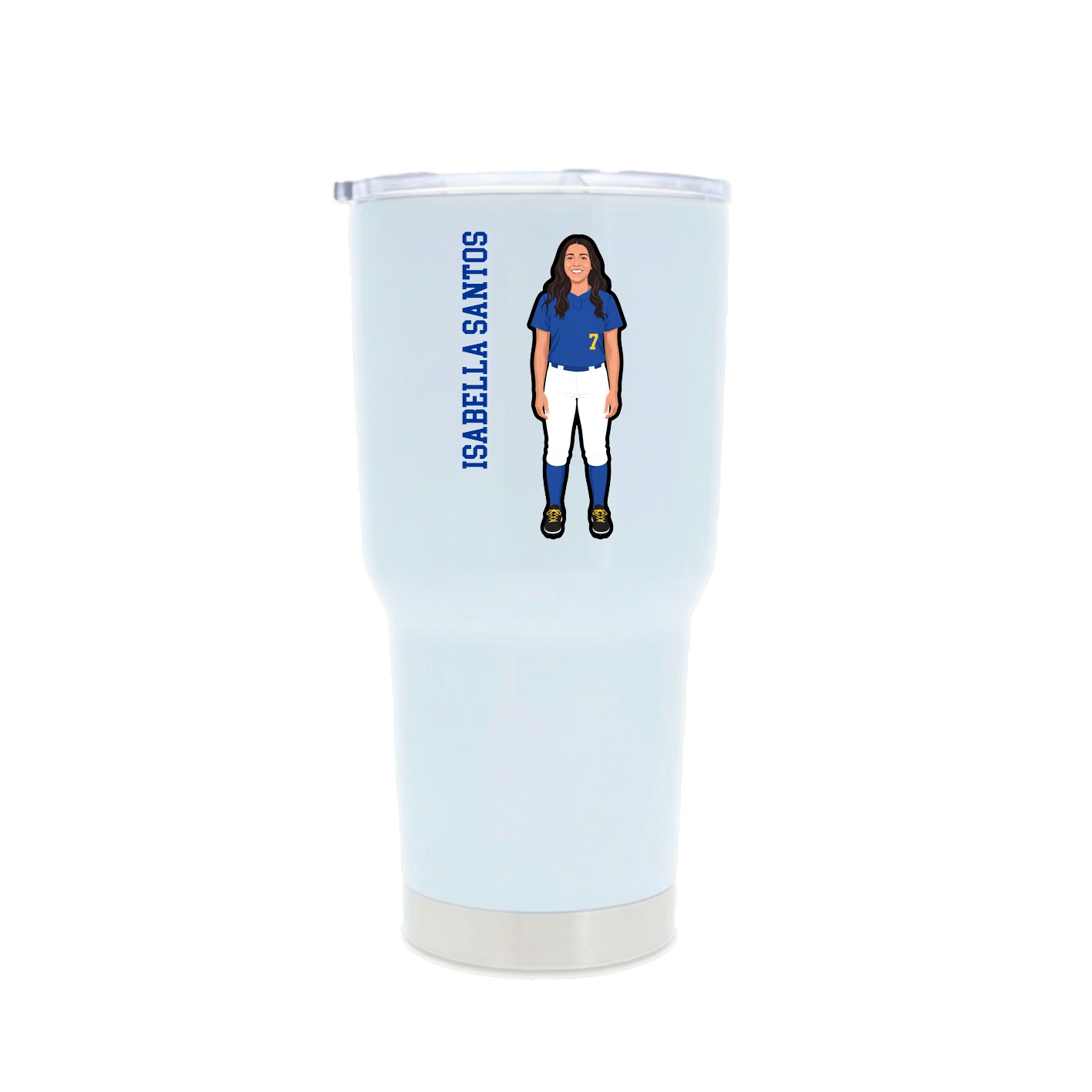 30oz Stainless Steel Tumbler — Name Vertical in White