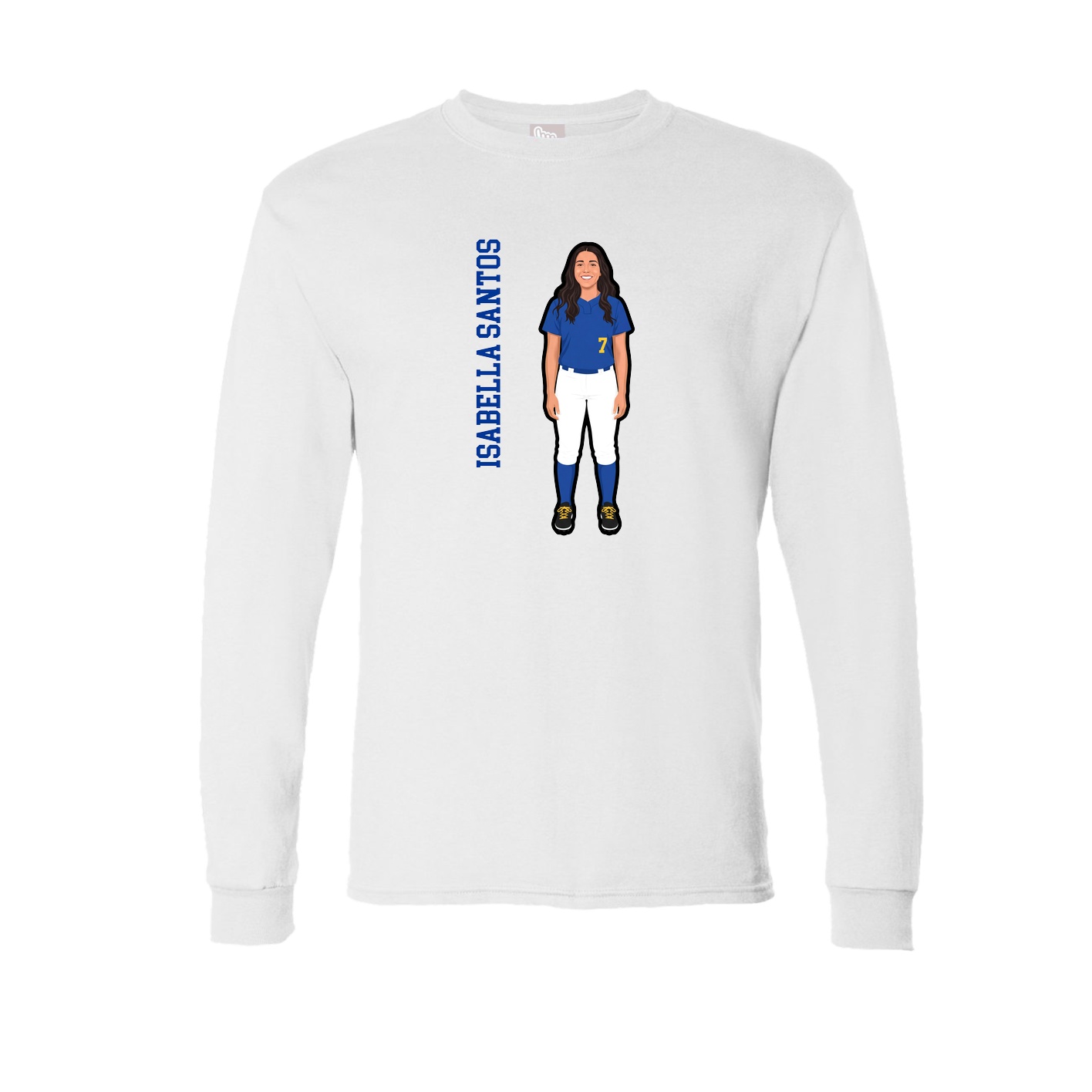 Long Sleeve Tee — Name Vertical in White