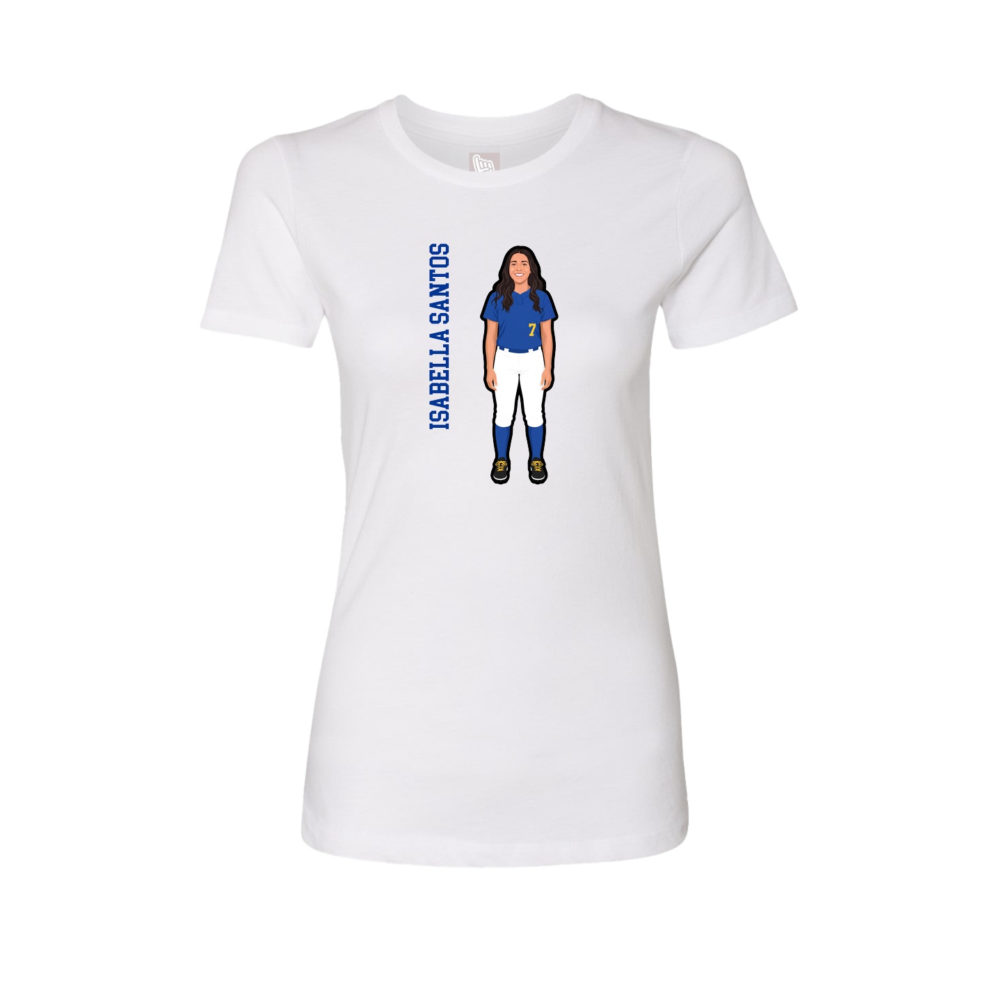 Fitted Women's Tee — Name Vertical in White