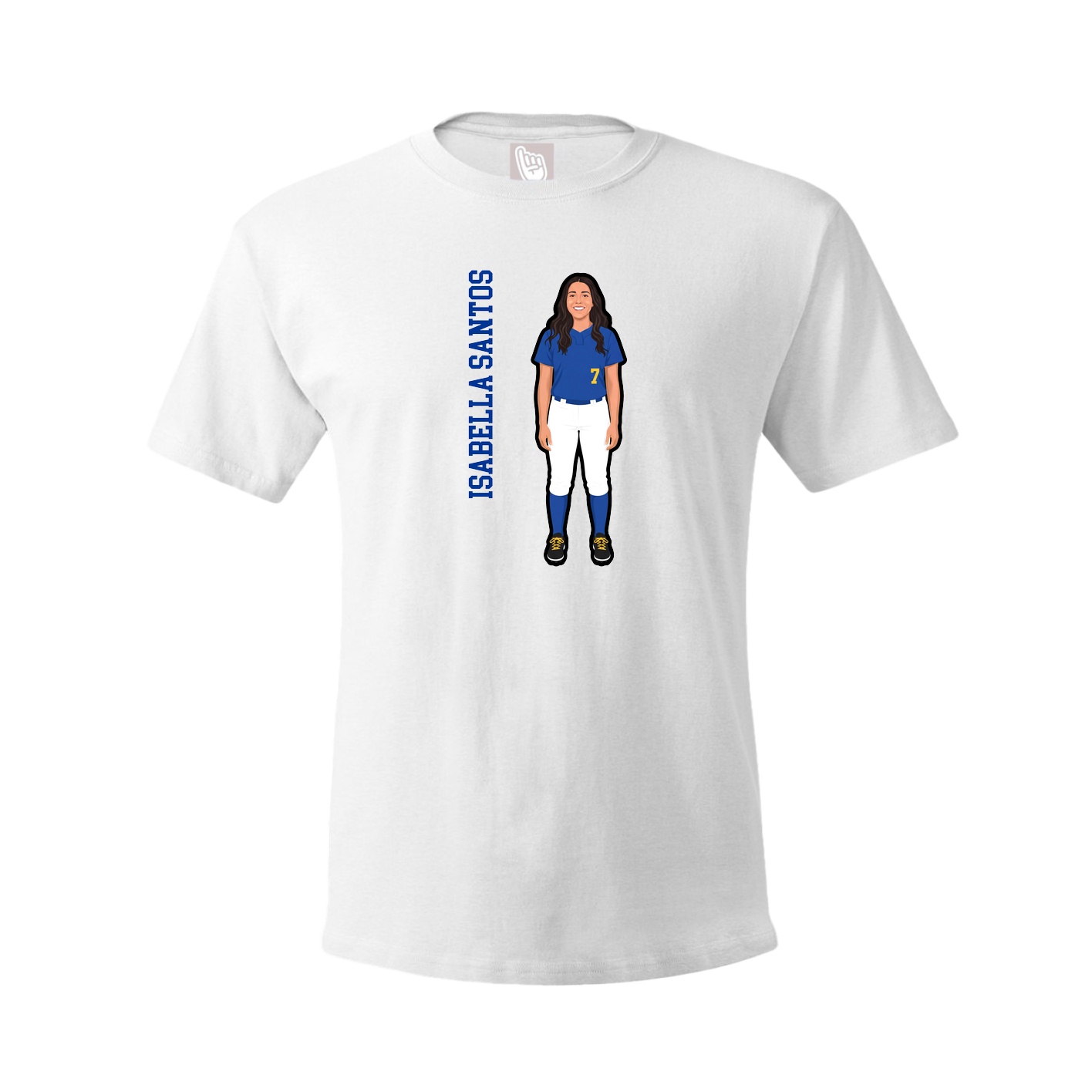 Youth Tee — Name Vertical in White
