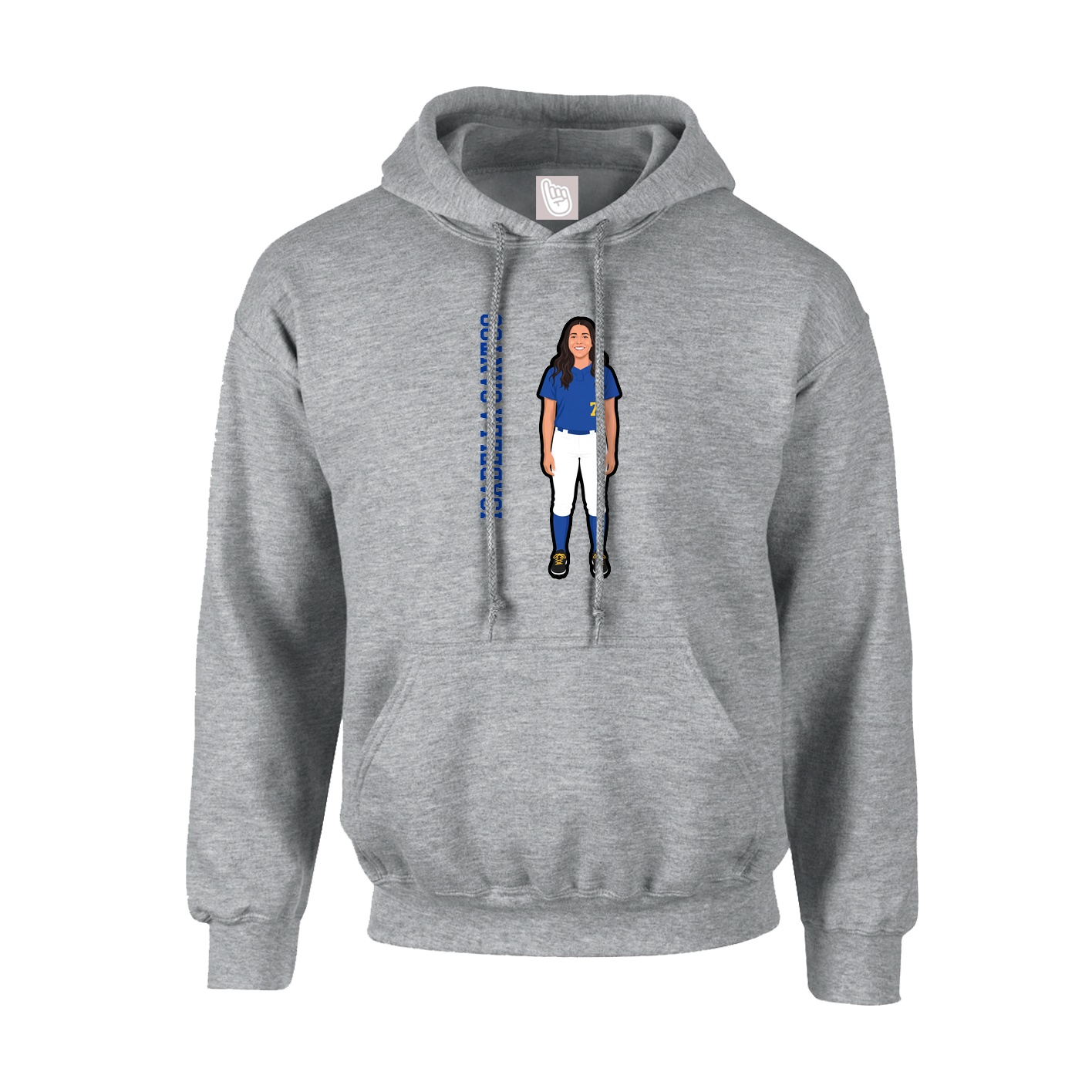 Youth Hoodie — Name Vertical in Grey