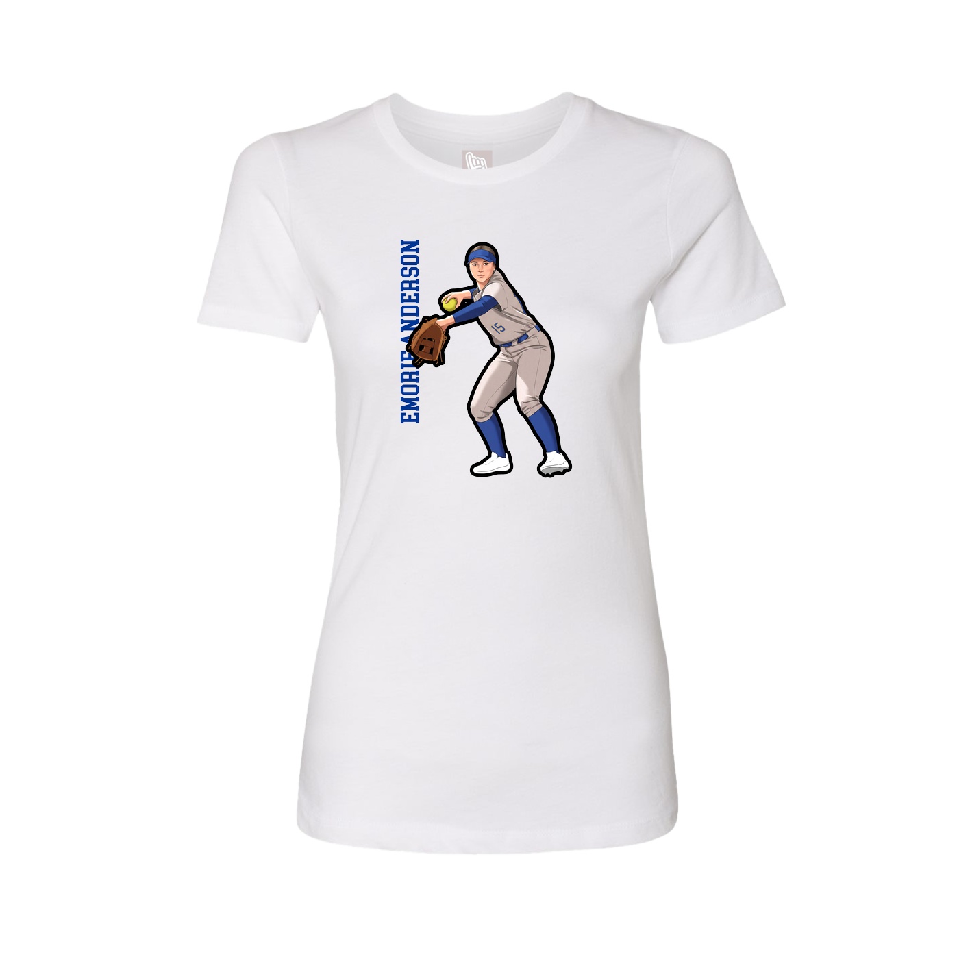 Fitted Women's Tee — Name Vertical in White