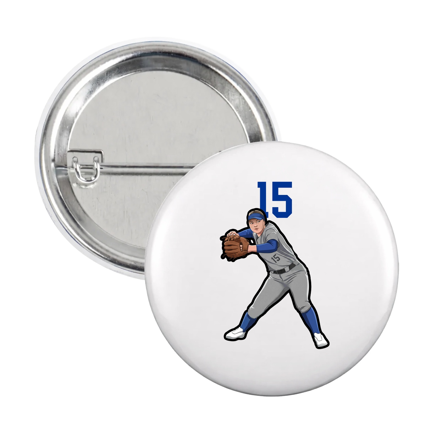 Game Day Button — Number Top in White