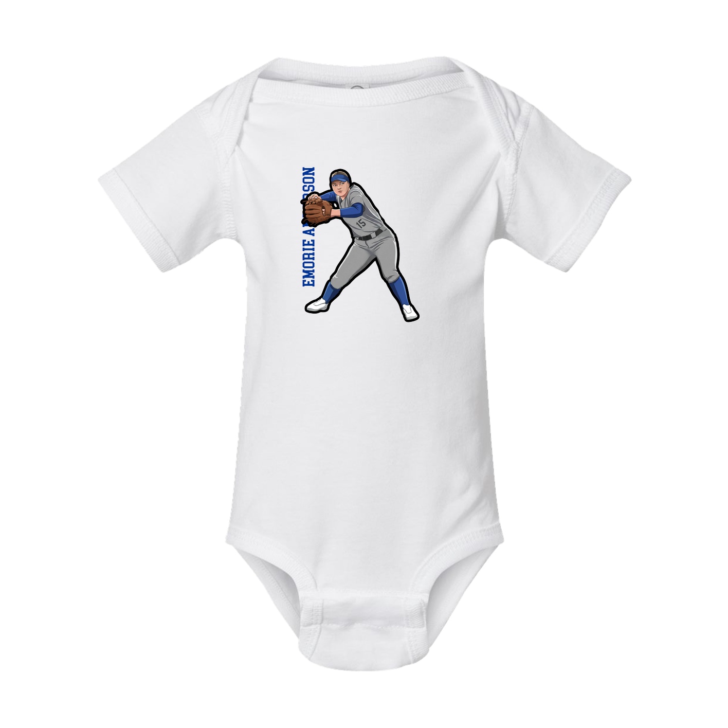 Baby Onesie — Name Vertical in White