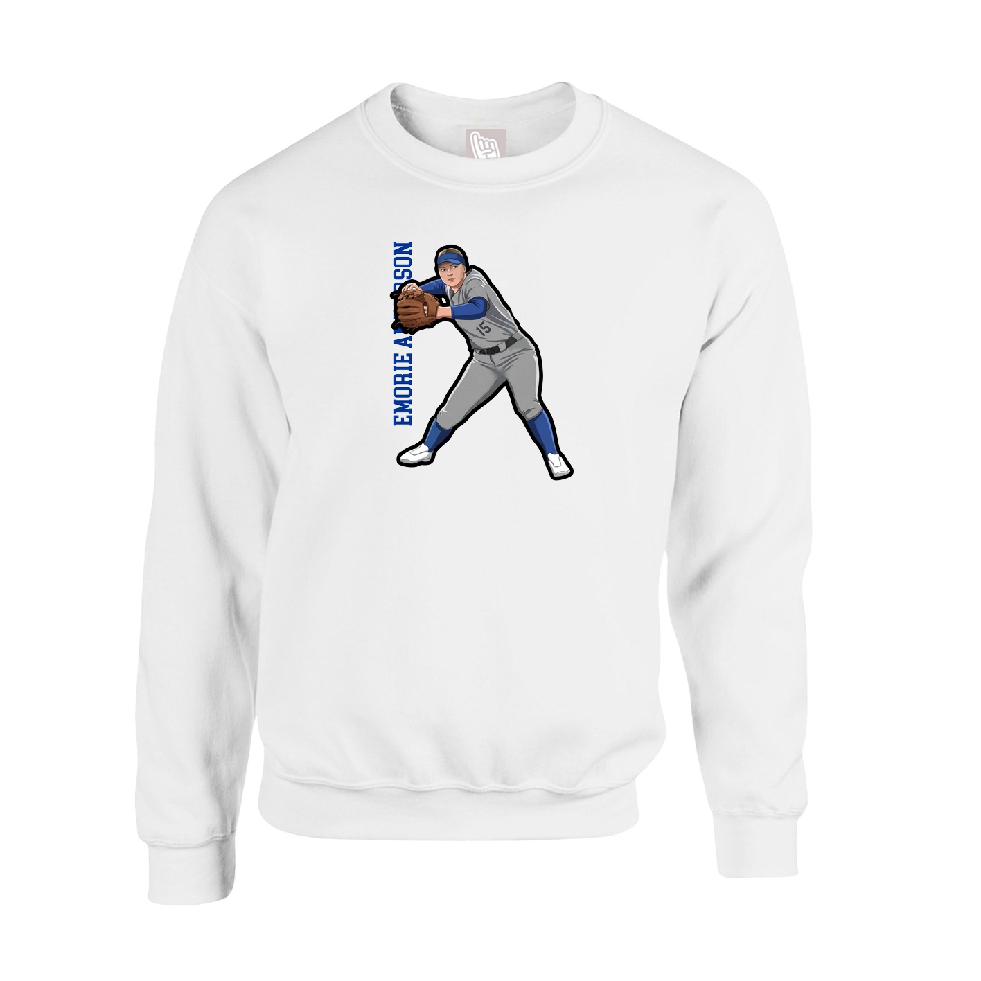 Fleece Crew — Name Vertical in White