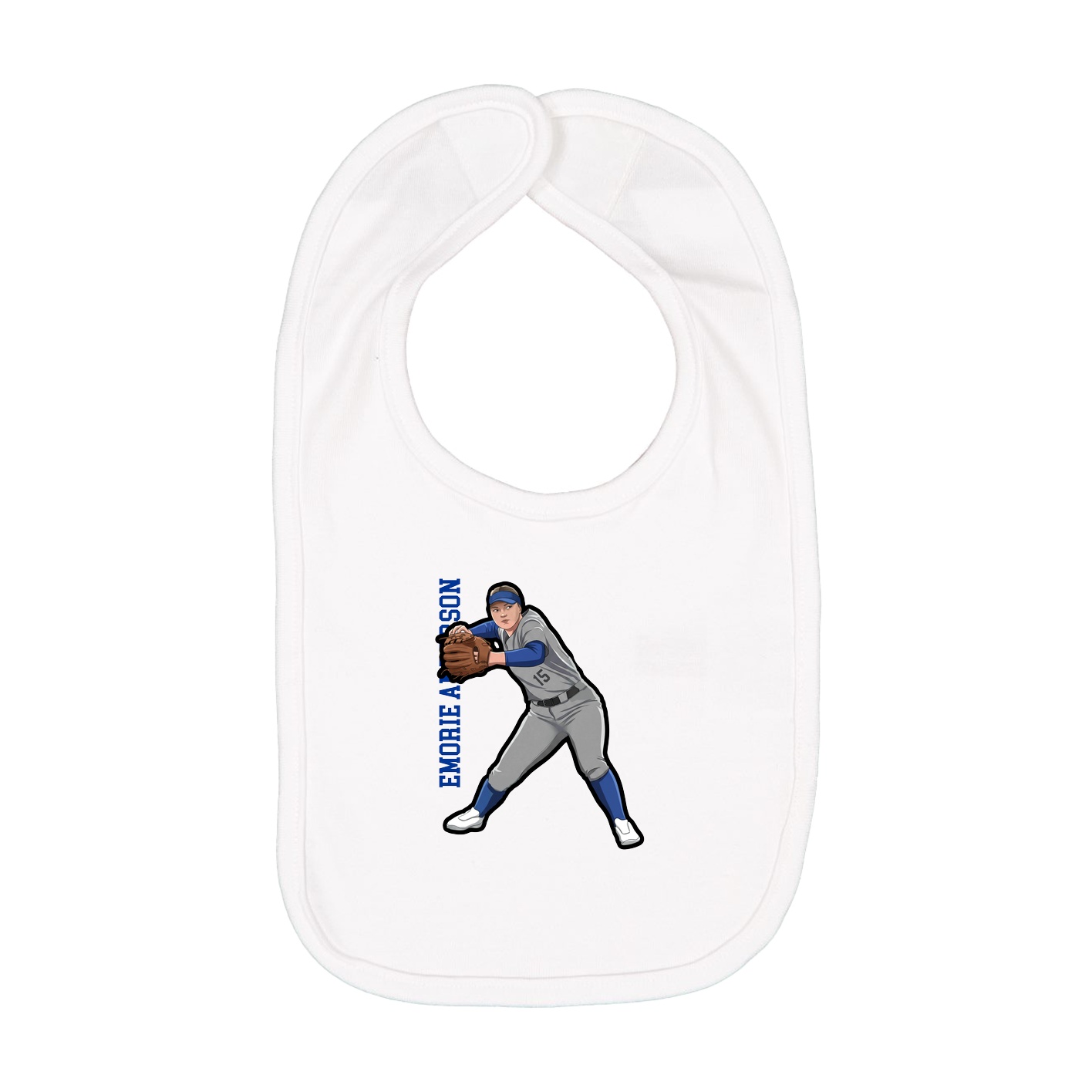 Infant Bib — Name Vertical in White