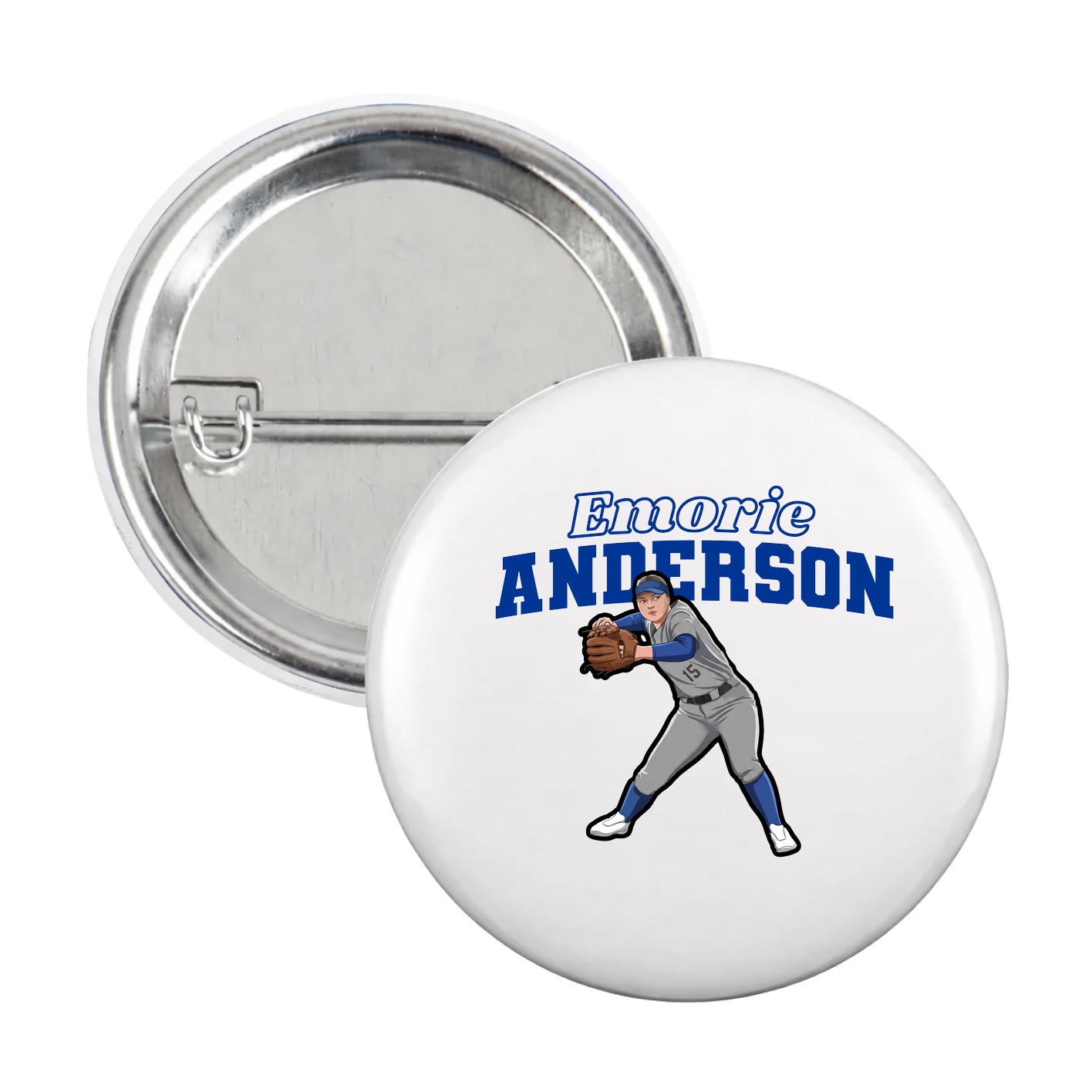 Game Day Button — Name Arch in White